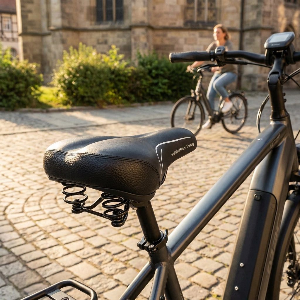 P&P Bequemsattel Fahrradsattel P&P Bequemsattel Touring Feder 578 schwarz, Uni, 265x230mm