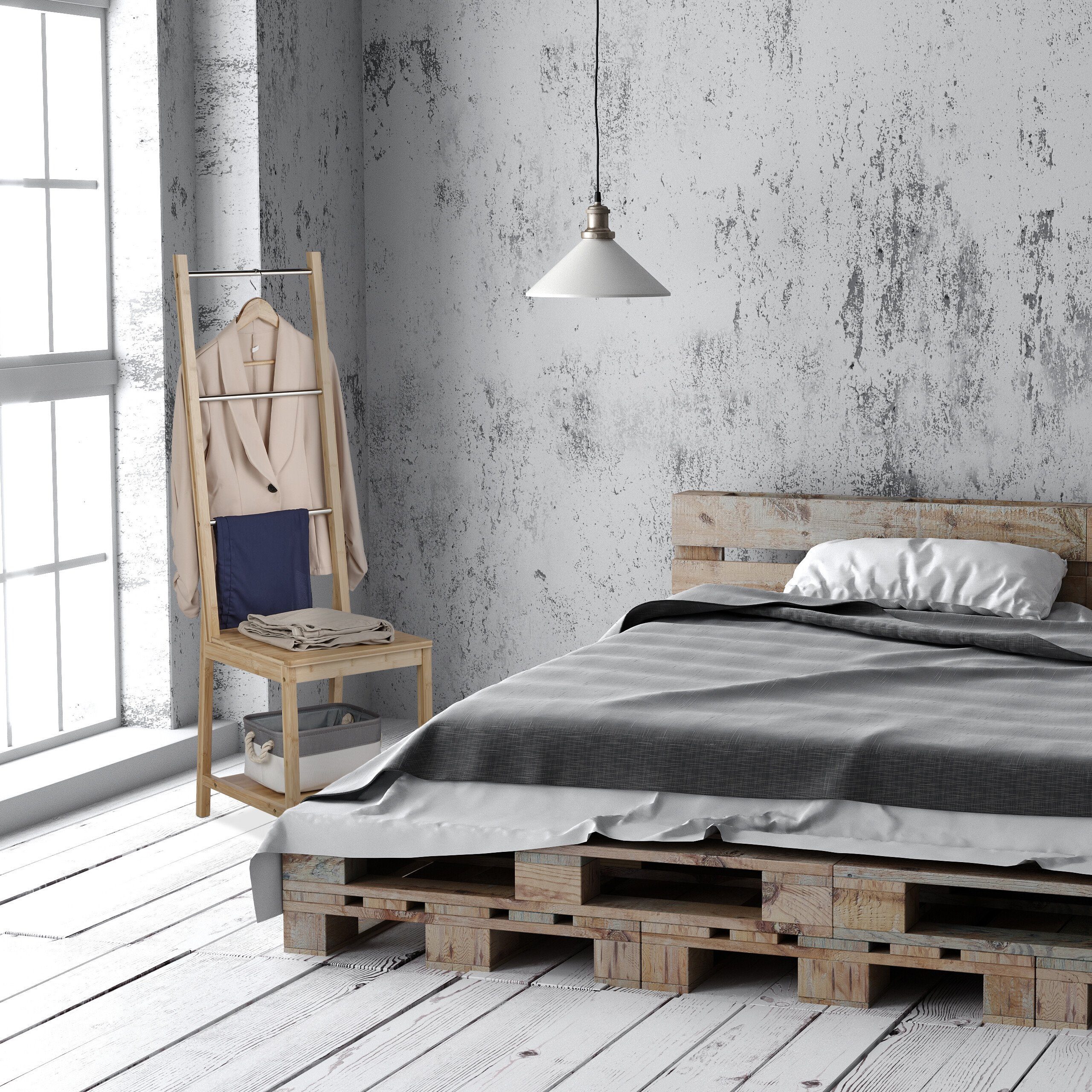 relaxdays Herrendiener Stuhl Bambus & Edelstahl