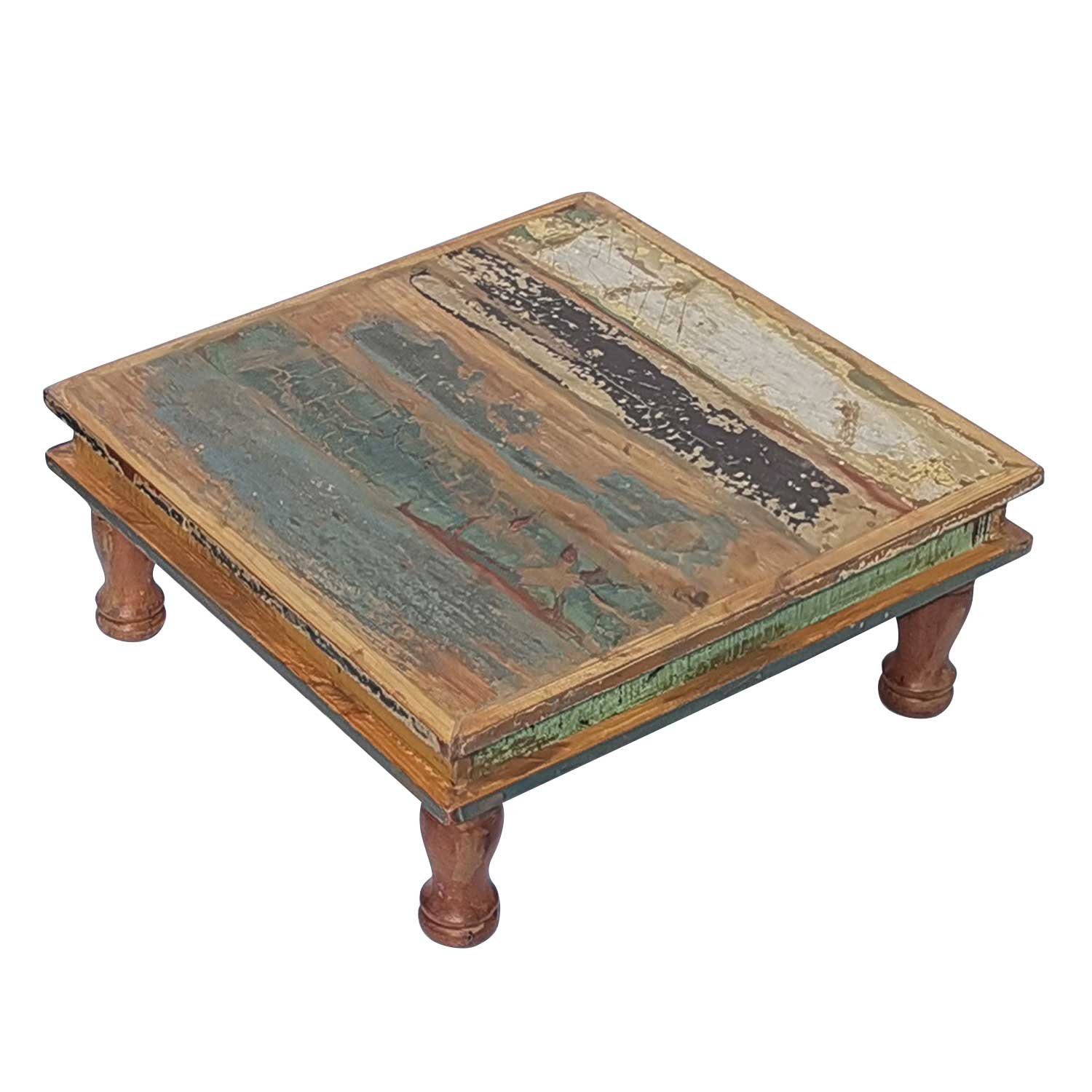 Casa Moro Beistelltisch Shabby Chic Tisch Siera in 3 Größen,Altholz Vintage Hocker (Deko Ramadandeko Chowki Teetisch, Blumenbank Bodentisch Kaffeetisch Couchtisch), handgefertigt