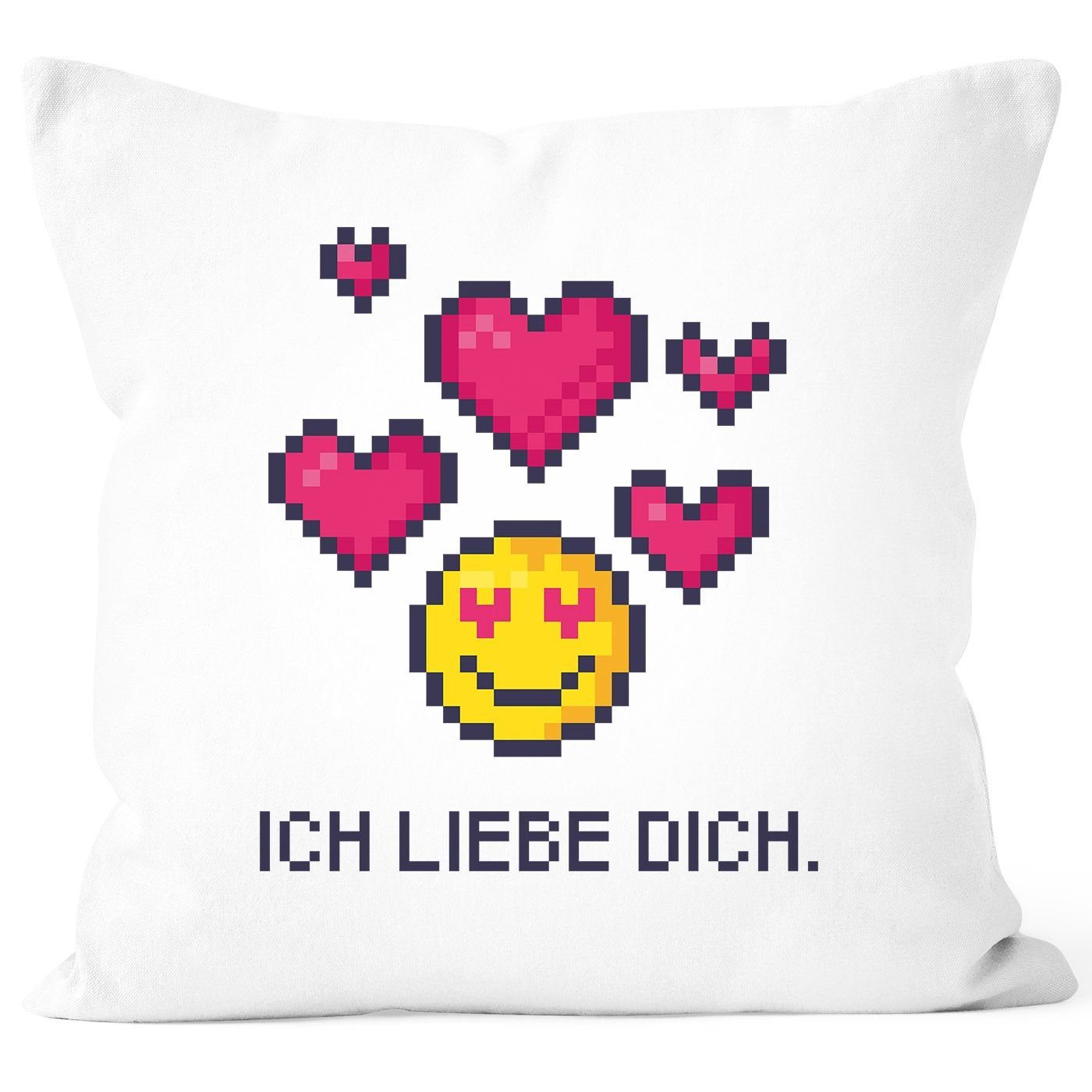 dich" Liebe MoonWorks Spruch liebe Kissenbezug Gamer Moonworks® Kissenhülle Geschenk Zocker Dekokissen "Ich Pixel