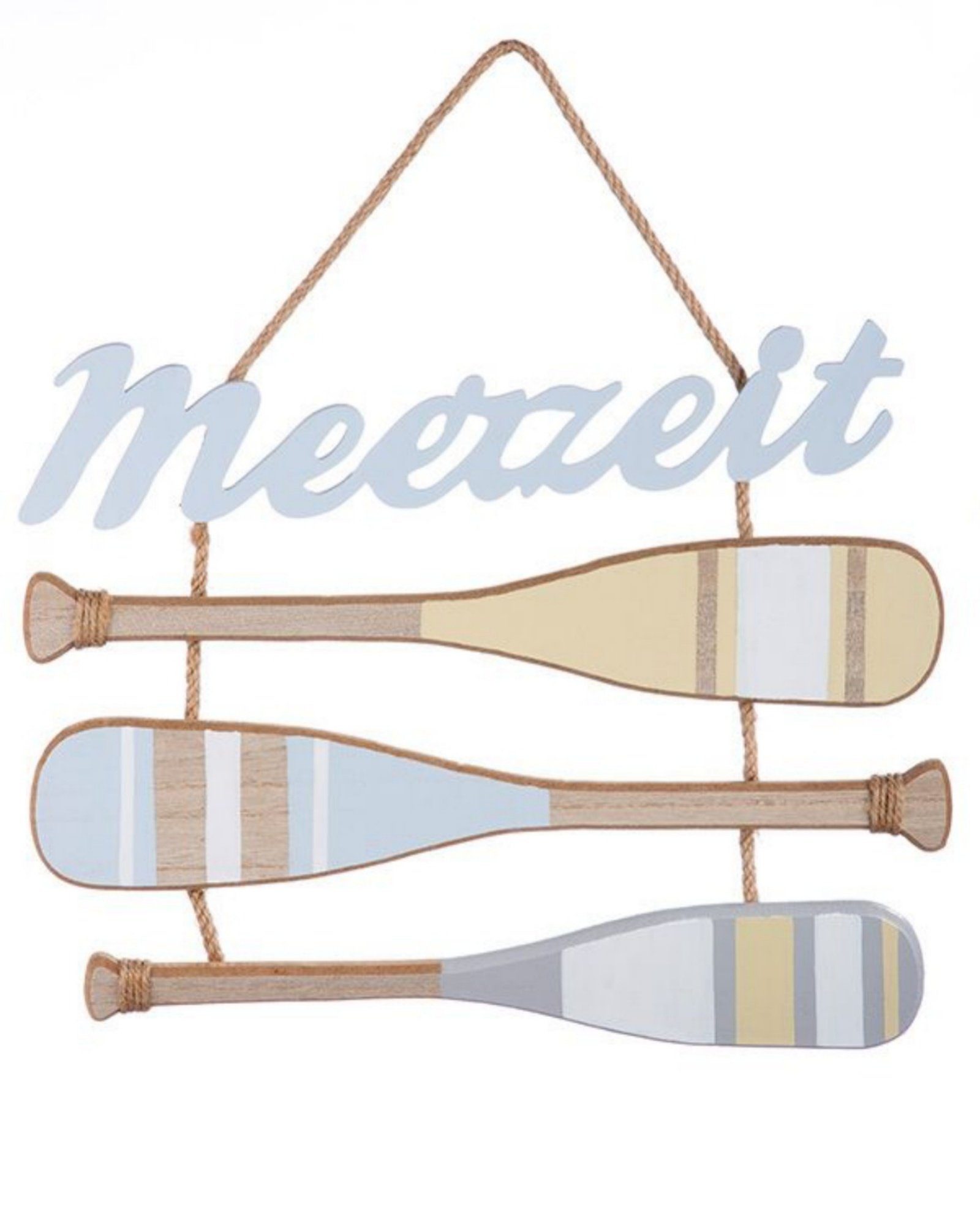 GILDE Wandbild, Maritimes, Maritimes Holzplankenschild Modell MEERZEIT Schrift HELLBLAU M