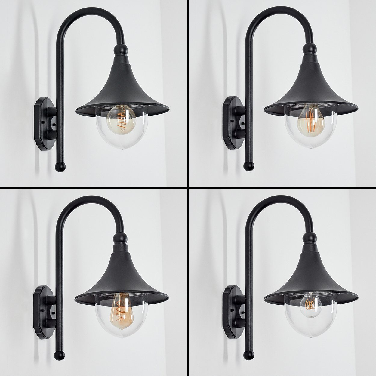 hofstein Außen-Wandleuchte »Paraolo« Außenwandlampe aus Aluguss in schwarz, ohne Leuchtmittel, 1x E27, klassische für Terrasse/Hof/Haustür, IP44