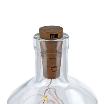GRAVURZEILE Lichterkette Flasche mit UV-Druck - im Halloween Vogelscheuche V1 Design, 20 LEDs Lichterkette mit Schalter am Korken Drahtlichterkette