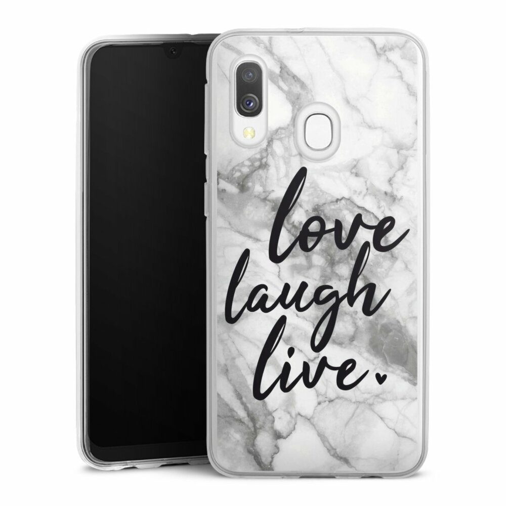 DeinDesign Handyhülle Marmor Sprüche Liebe Love, Laugh, Live Marmor, Samsung  Galaxy A40 Silikon Hülle Bumper Case Handy Schutzhülle