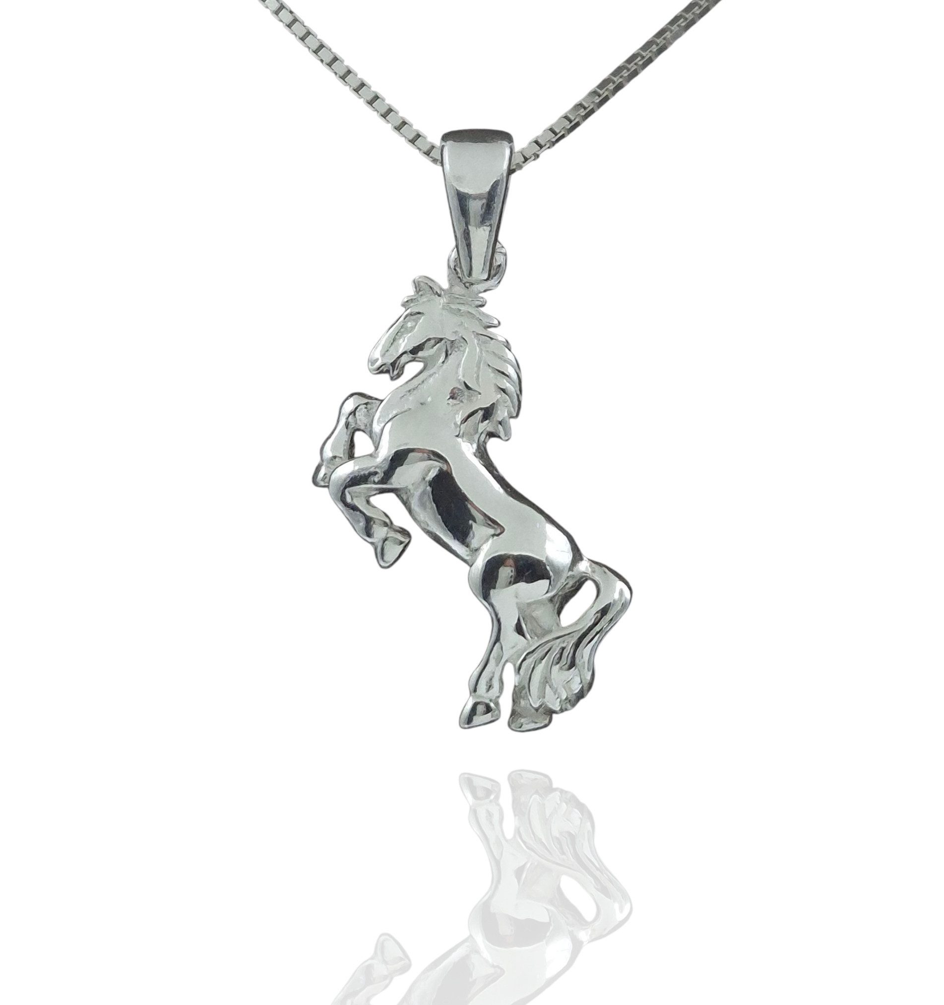 NAHLE Kette mit Anhänger Silber Pferd 925 Silber Kinder Mädchen Schmuck Halskette (2-tlg., inkl. Schmuckbox), 925 Silber Anhänger mit Kette hochglanzpoliert