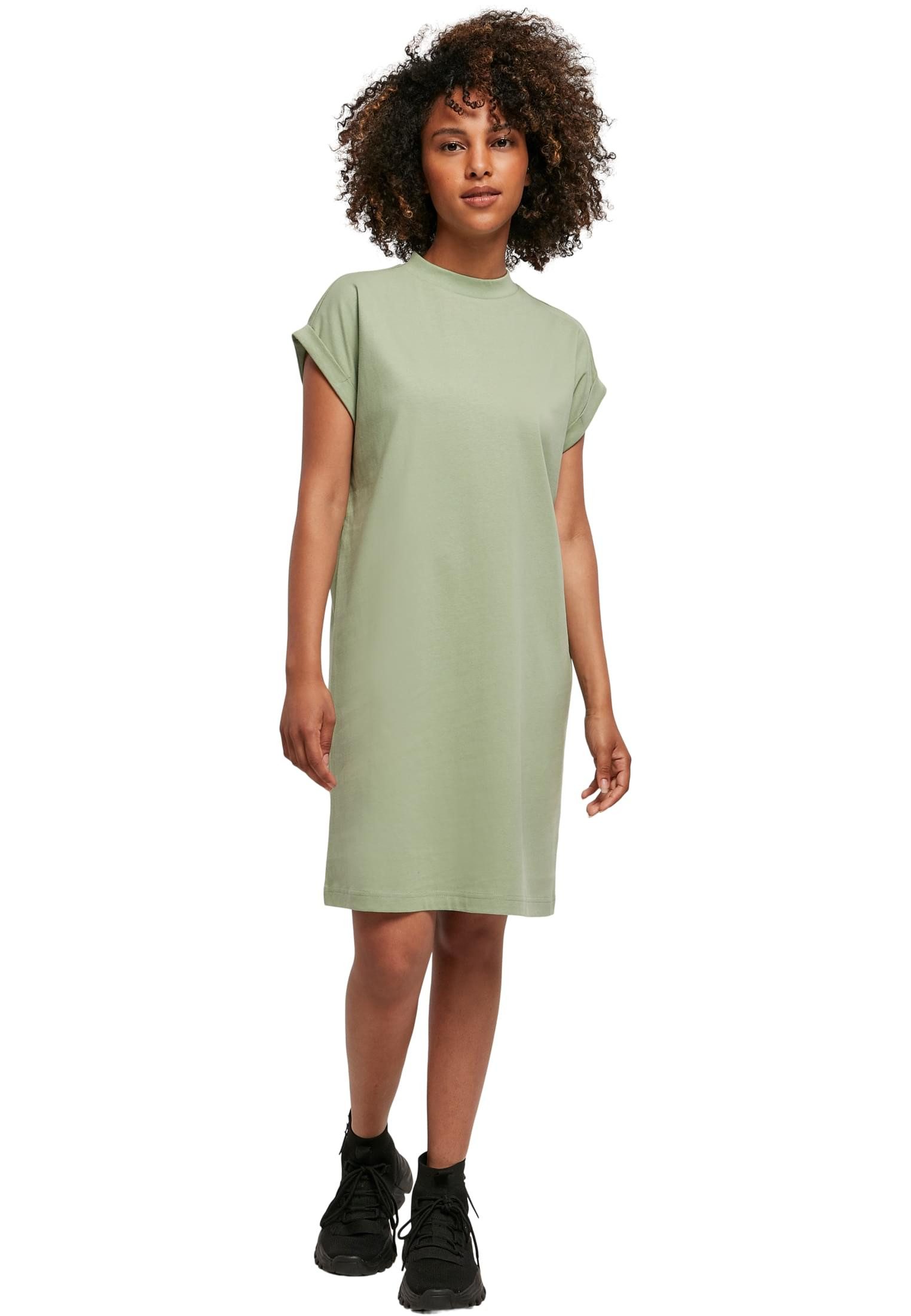 Jerseykleid Damen Kleid überschnittene Schultern Jersey Turn Up Ärmel