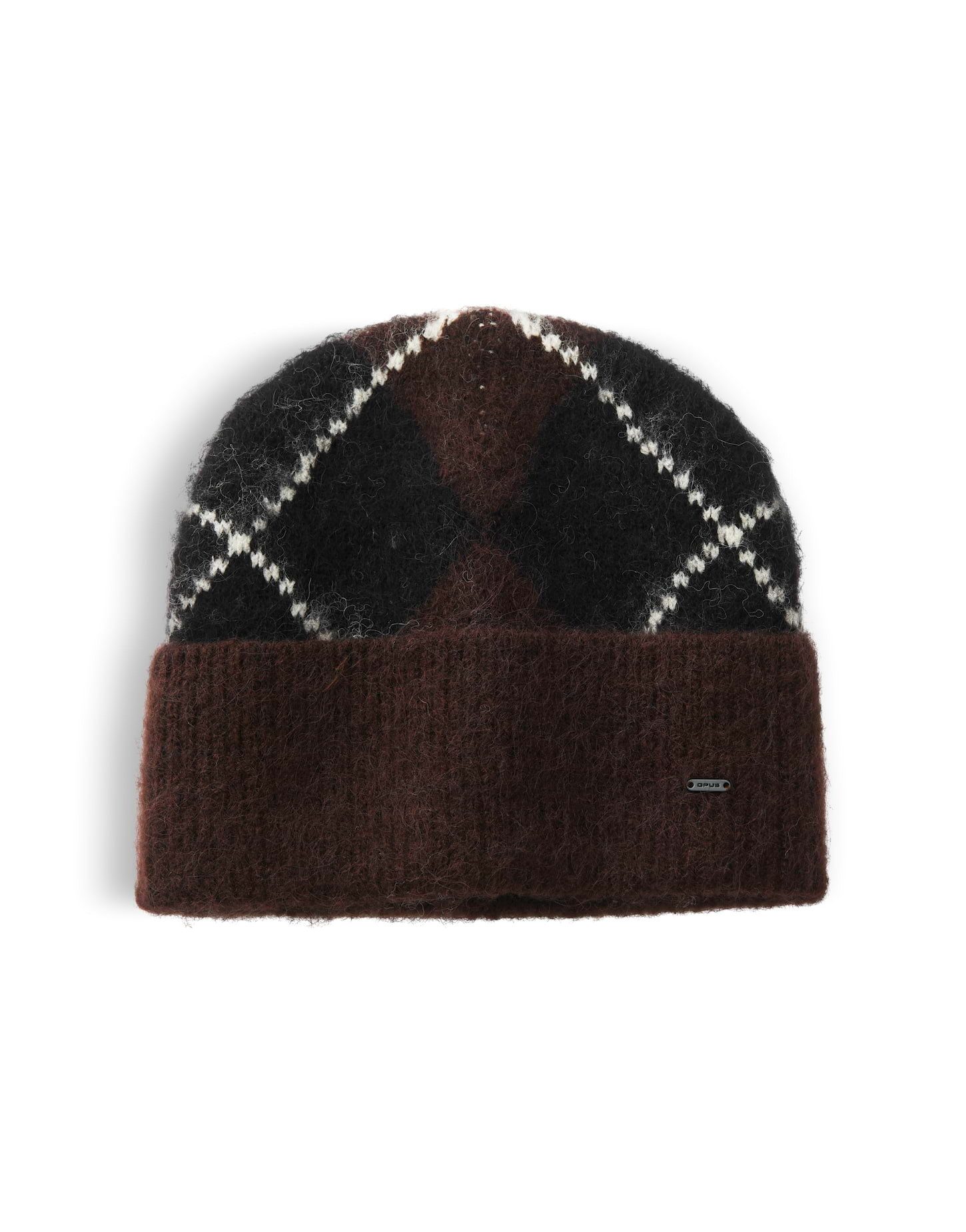 OPUS Strickmütze Arauta cap aus fließender Webware One-Size-Form mit wärmender Haptik und weichem Effektgarn