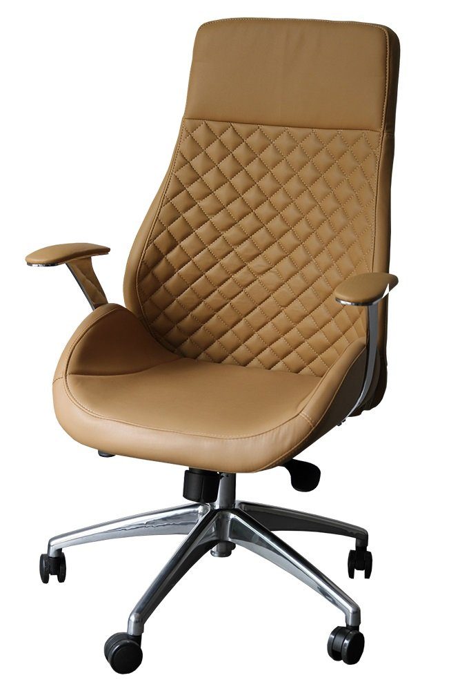 Steelboxx Drehstuhl Bürodrehstuhl Designer Drehstuhl Chefsessel "GT" Racer Car Seat (1), XXL Fußkreuz mit 70cm Durchmesser, Fußkreuz aus Aluminium, Spezial - Schalensitz ergonomisch geformt Sand