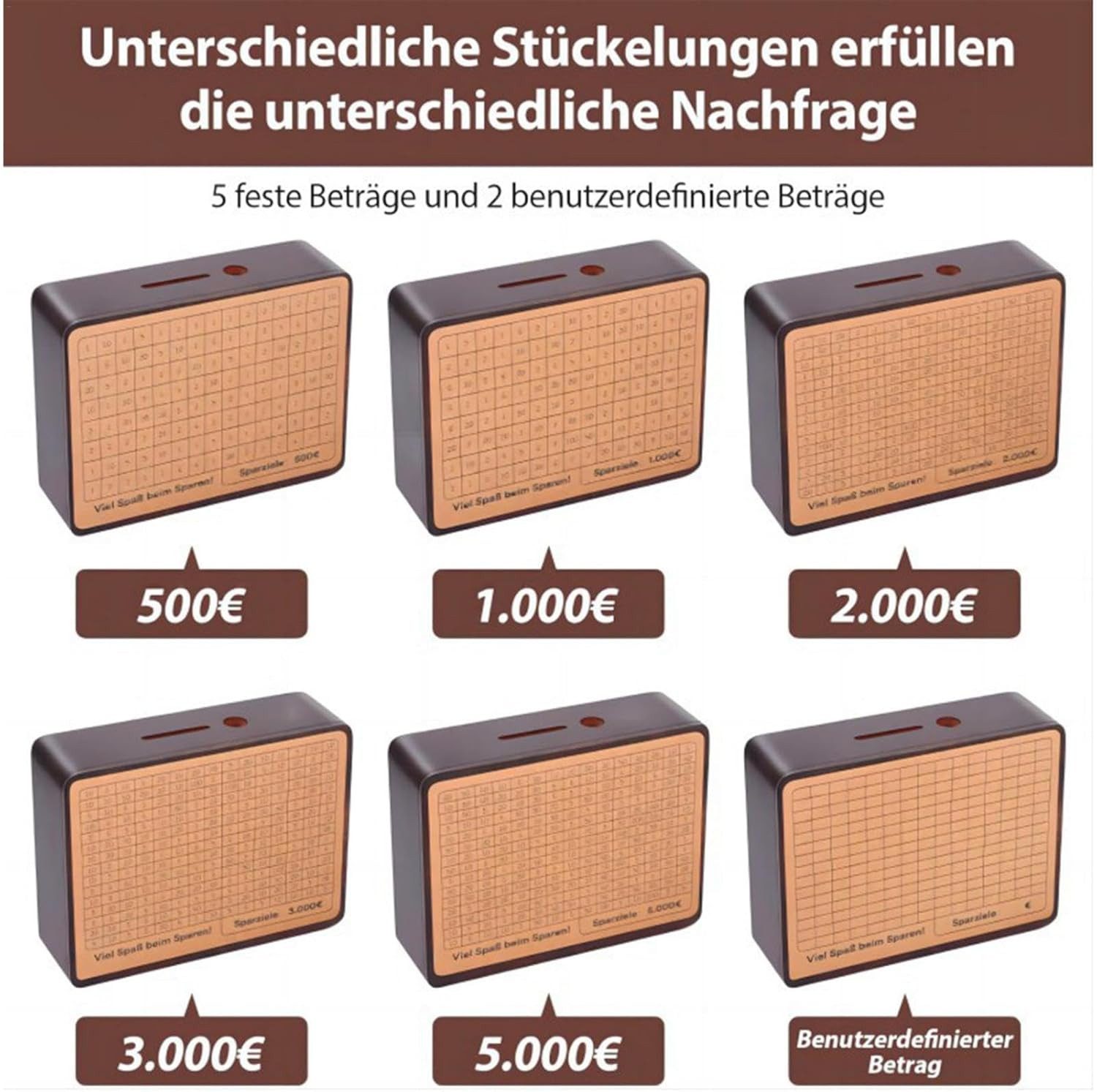 Refttenw Spardose Spardose aus Holz Geldbank mit 8 Aufkleber 4 Farbige Stifte, Sparschwein mit Sparziel, Wiederverwendbare