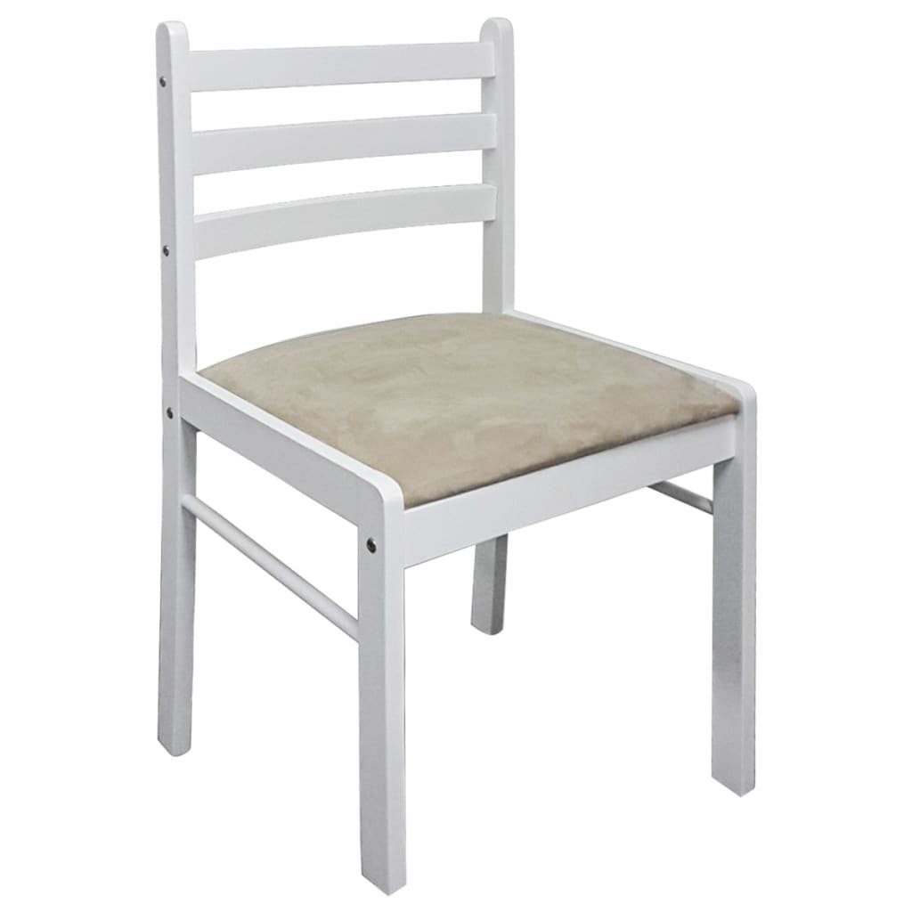 Weiß und Gummibaum vidaXL Stk Stuhl Esszimmerstühle Massivholz 2 Samt