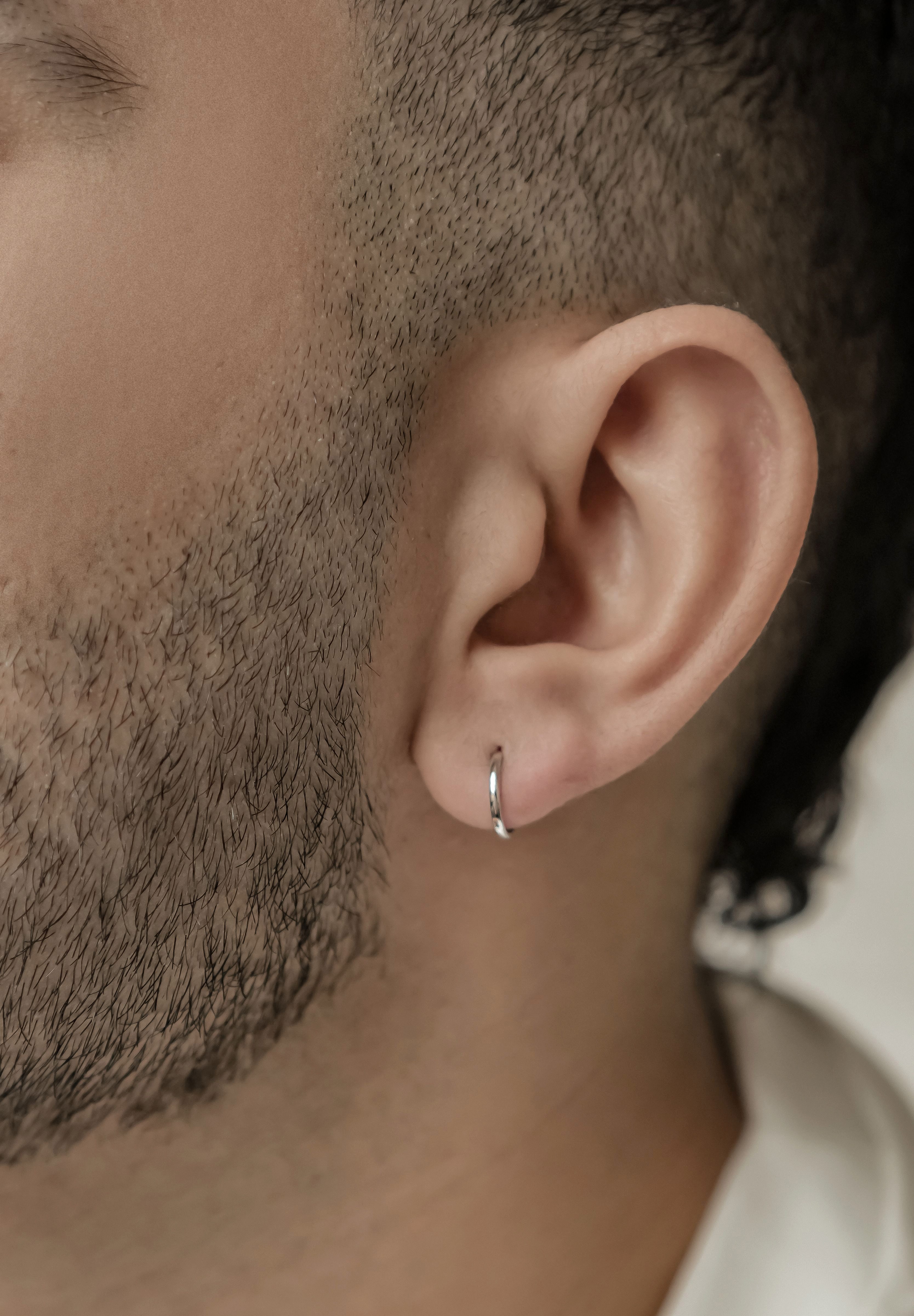 Dear Me Paar Creolen Herren Ohrringe 585er Gelbgold Weißgold, Klein/Groß, Basic Unisex Kreis Creolen 14K Gold, Goldohrringe zum Kombinieren