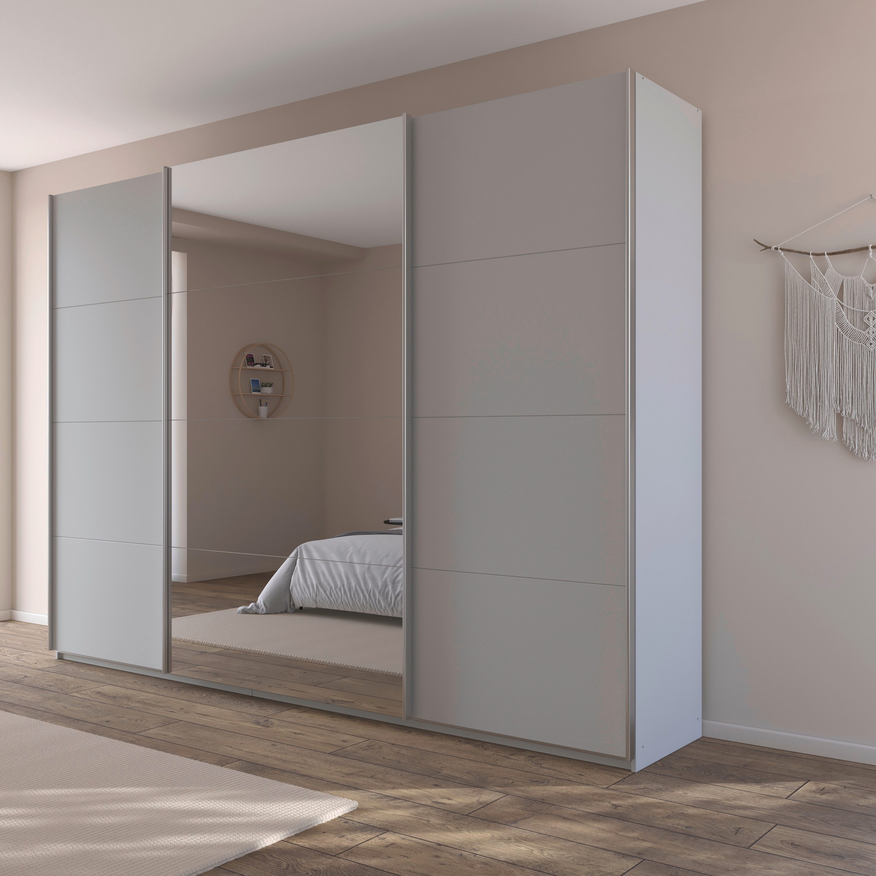 OTTO home Schwebetürenschrank Kleiderschrank Schrank Schlafzimmerschrank Garderobe AGORDO (Breiten 203/271/315/360 cm in drei Griff-Farben - NEU: Farbe SCHWARZ) Top Innenausstattung, in 4 Breiten und 2 Höhen MADE IN GERMANY