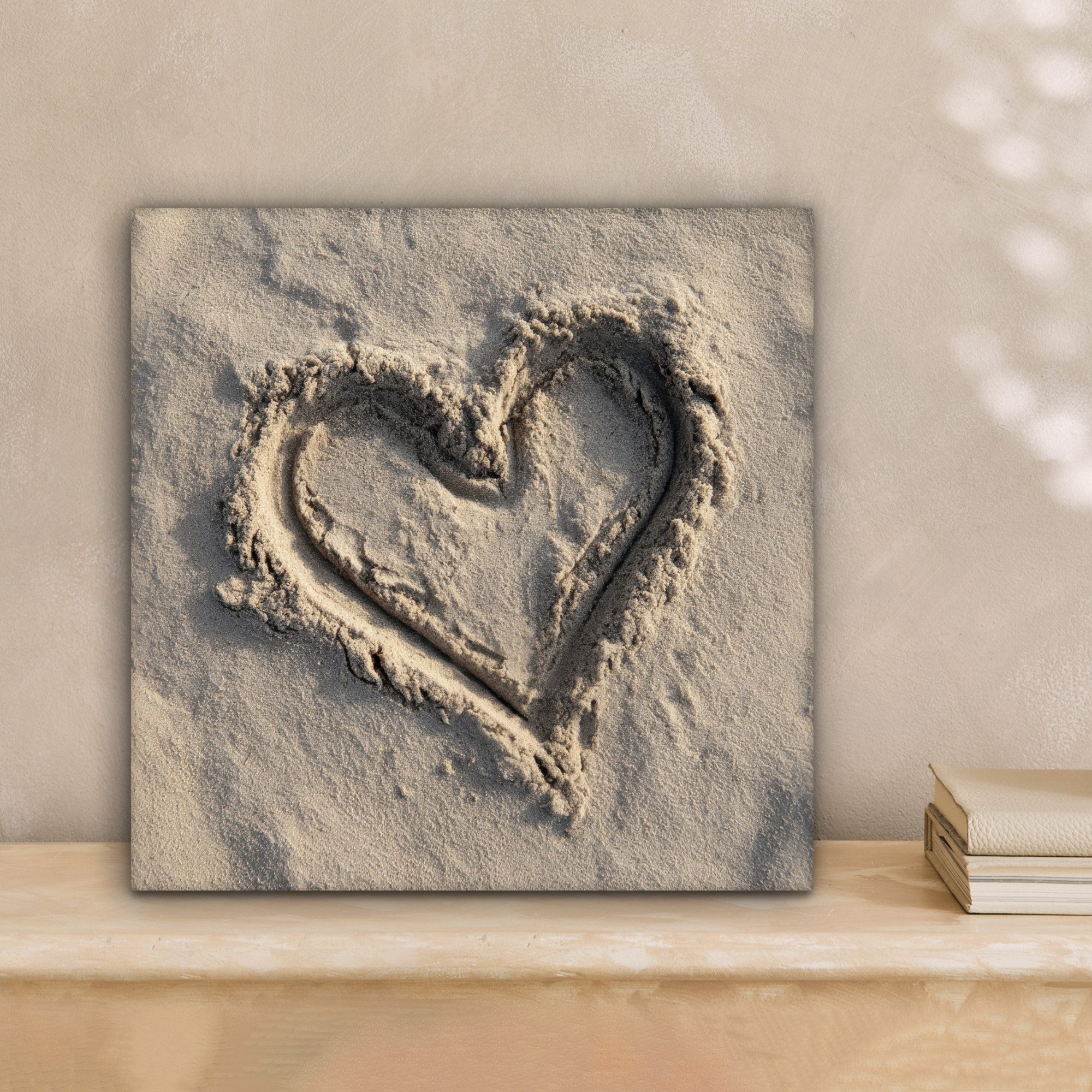 OneMillionCanvasses® Leinwandbild Herzform - Signiert - Beige - Sand, Fotod günstig online kaufen