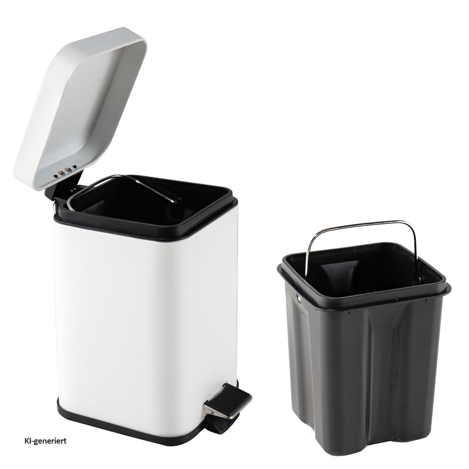 HTI-Living Kosmetikeimer Treteimer eckig Jannik 3 Liter Weiß, Mülleimer Kosmetikeimer mit Soft-Close-Deckel