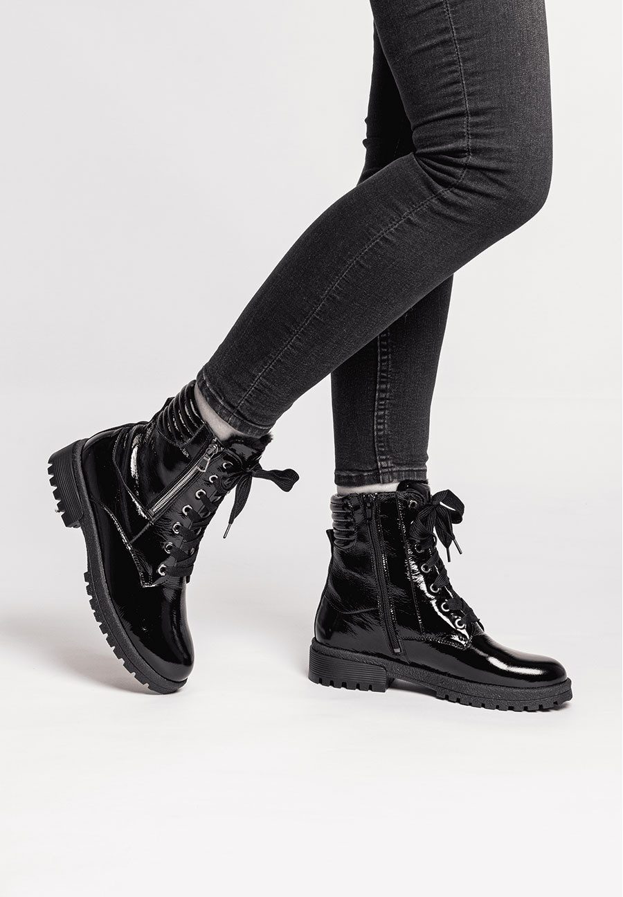 vitaform Damen Stiefeletten Softlackleder Stiefelette