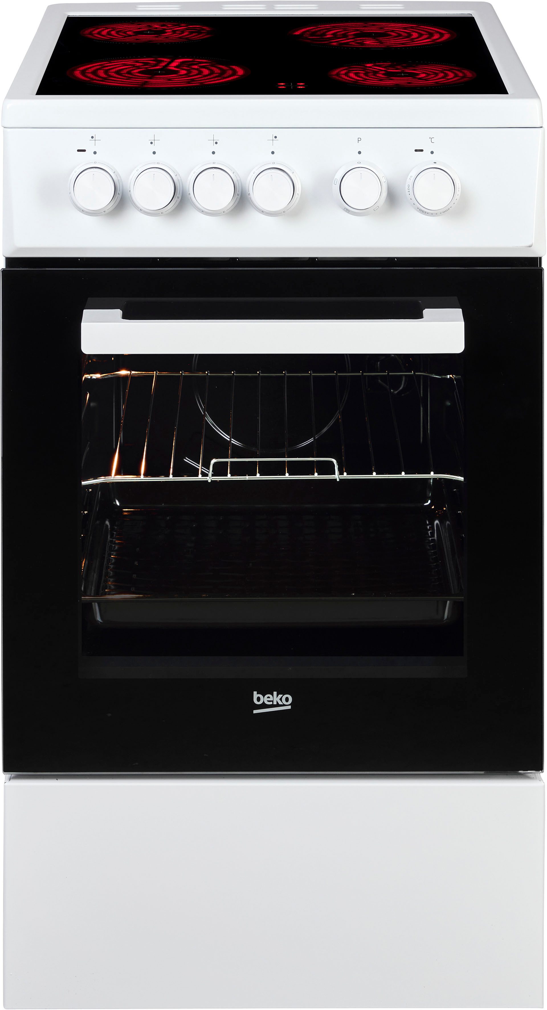 BEKO Elektro-Standherd FSS57000GW, Simple Steam Reinigungsfunktion, mit Kleinflächengrill