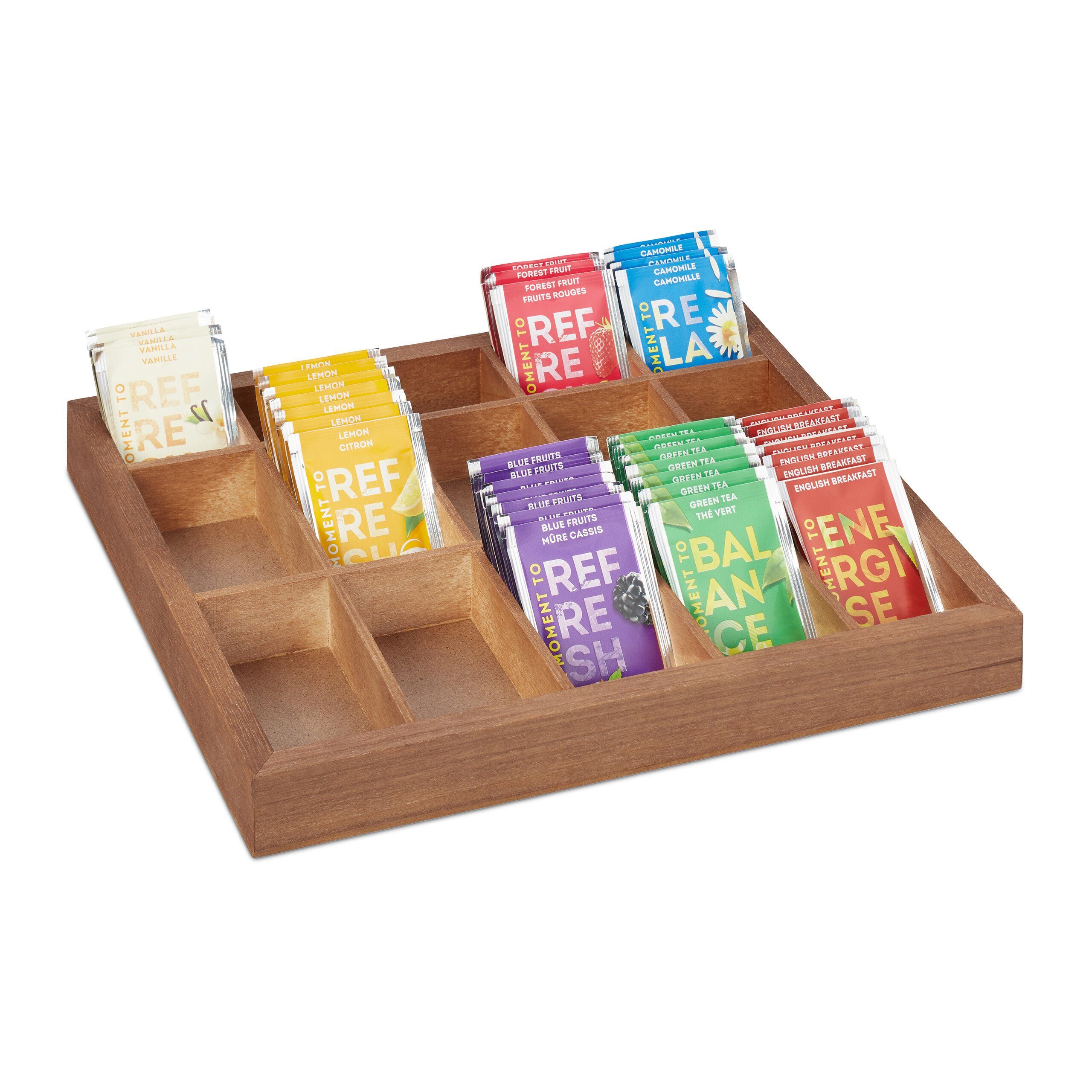 relaxdays Aufbewahrungsbox Sortierbox aus Holz günstig online kaufen