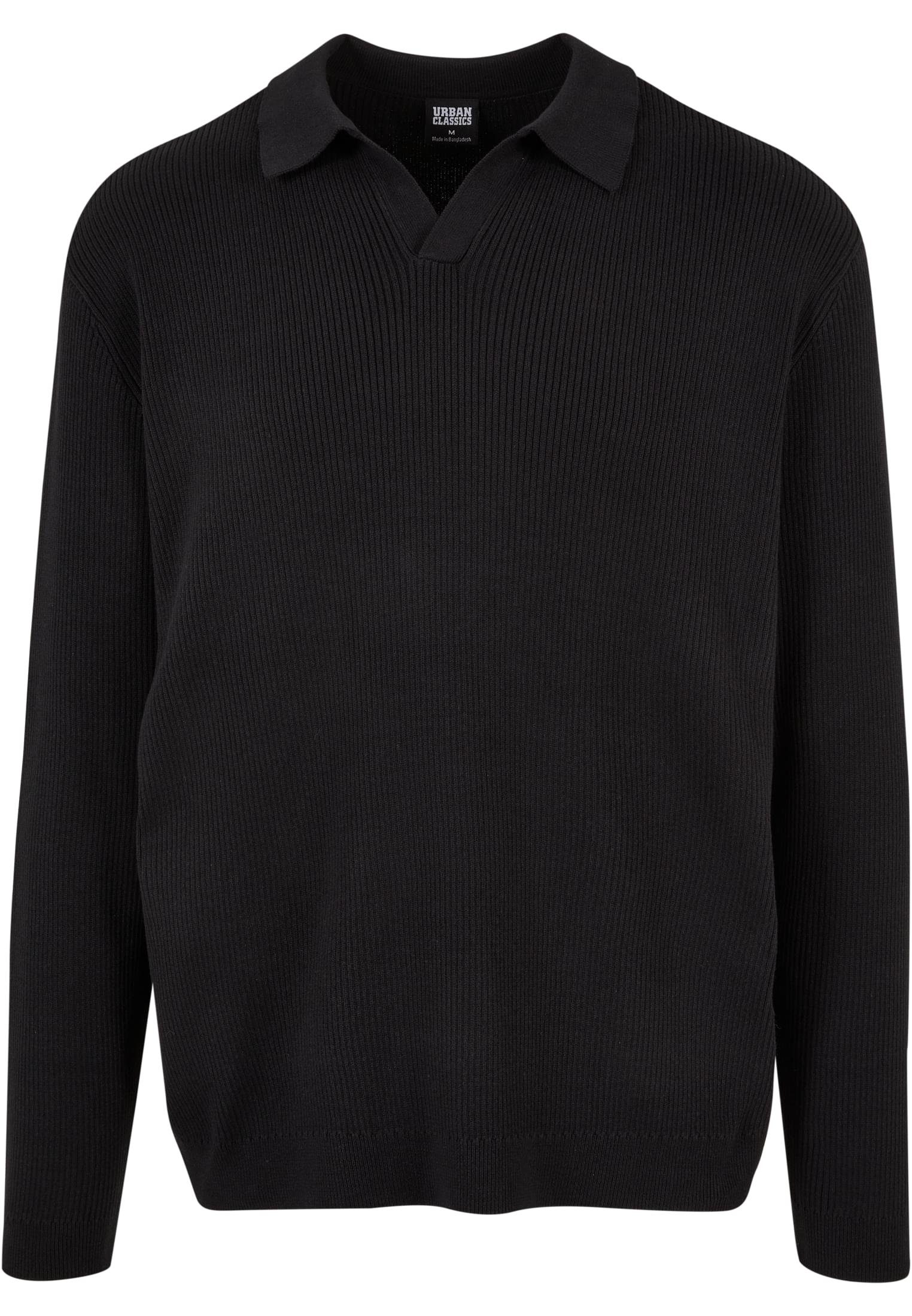 black T-Shirt Longsleeve Oversized Ribbed URBAN Herren CLASSICS (1-tlg)