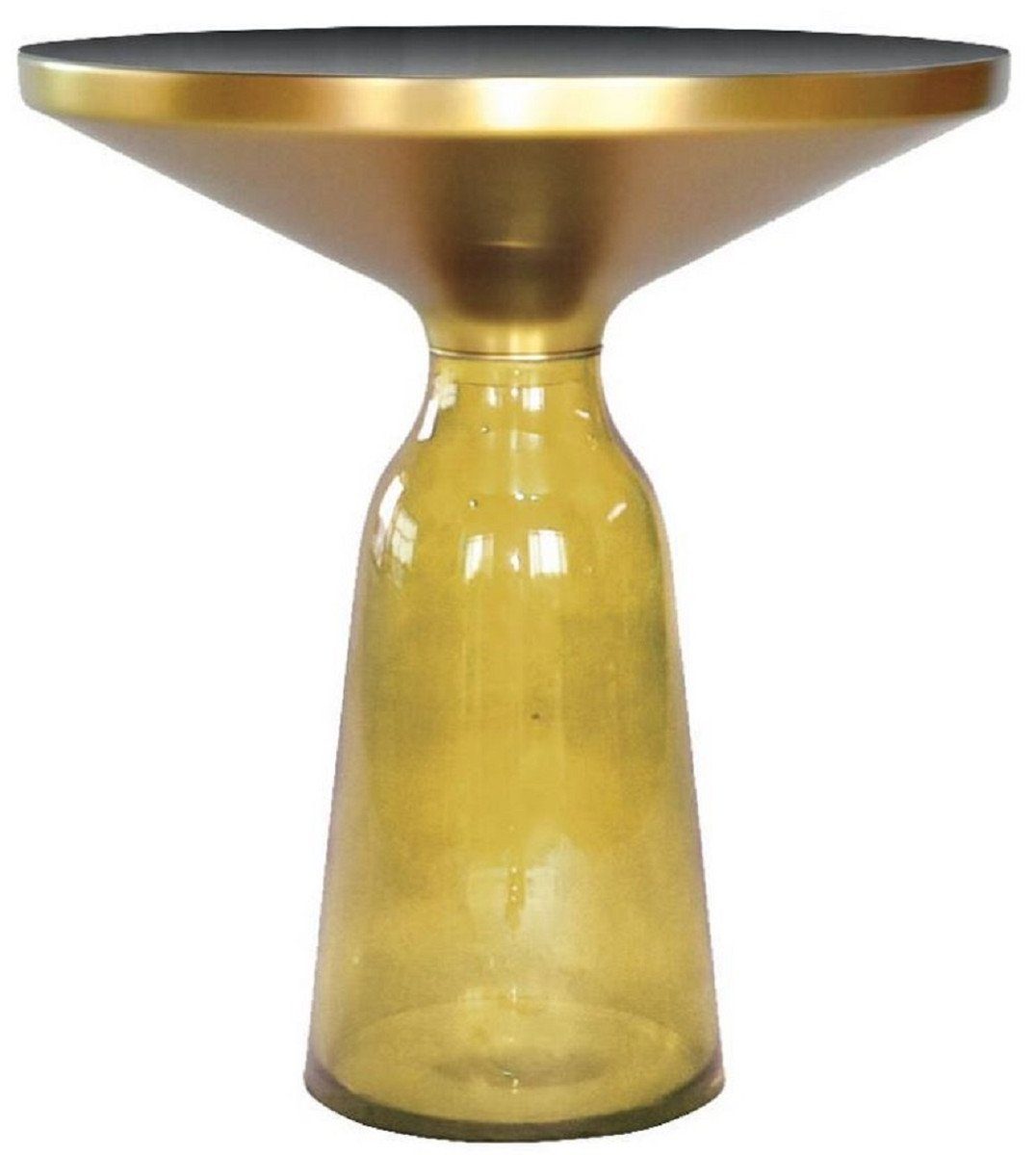 Gelb - / x Glas Casa Beistelltisch Ø H. Moderne 50 53 Beistelltisch Tisch / Schwarz Möbel Runder Luxus - Gold Padrino cm