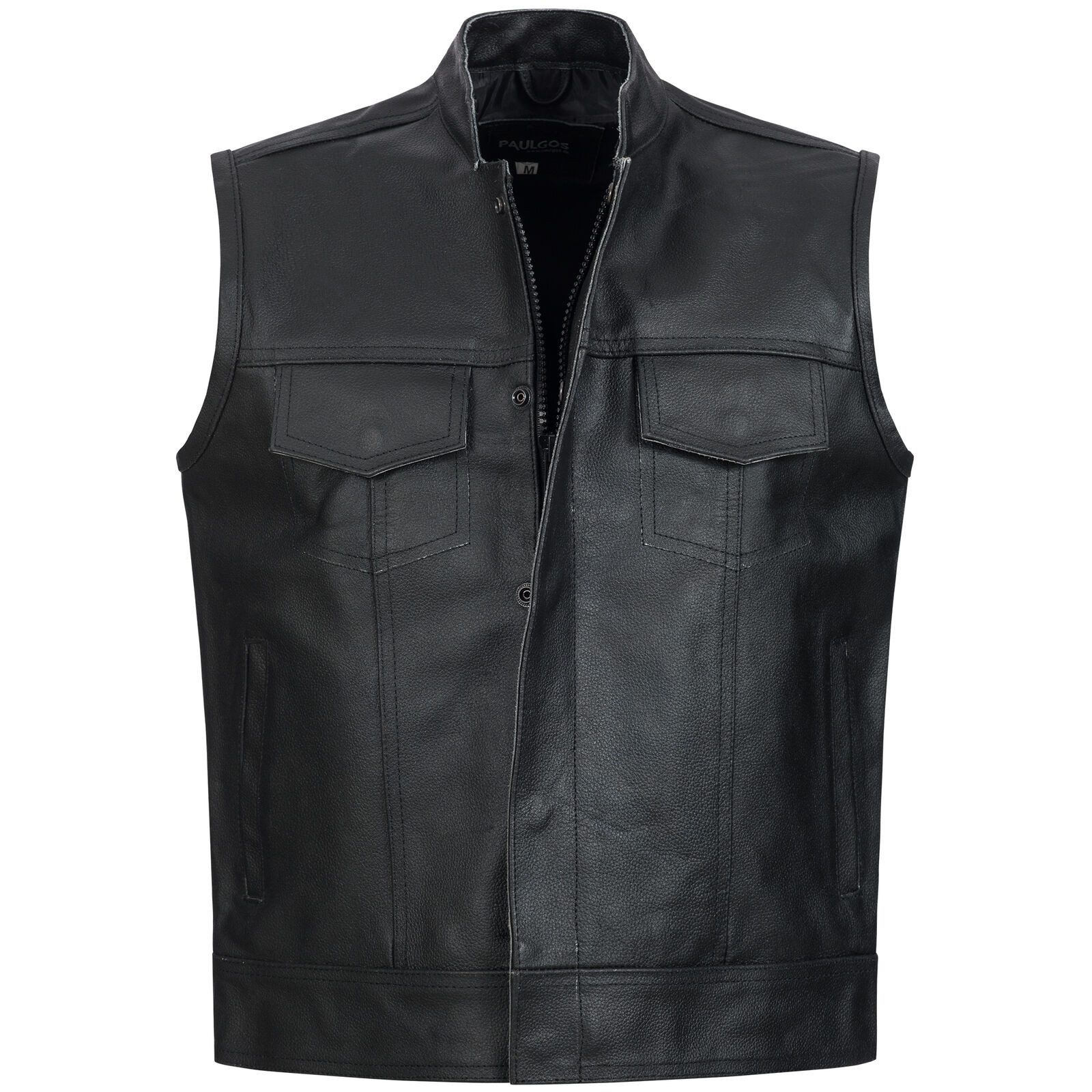 PAULGOS Motorradweste Lederweste Biker Kutte Clubweste Chopper Weste 100% Echtleder - BW4
