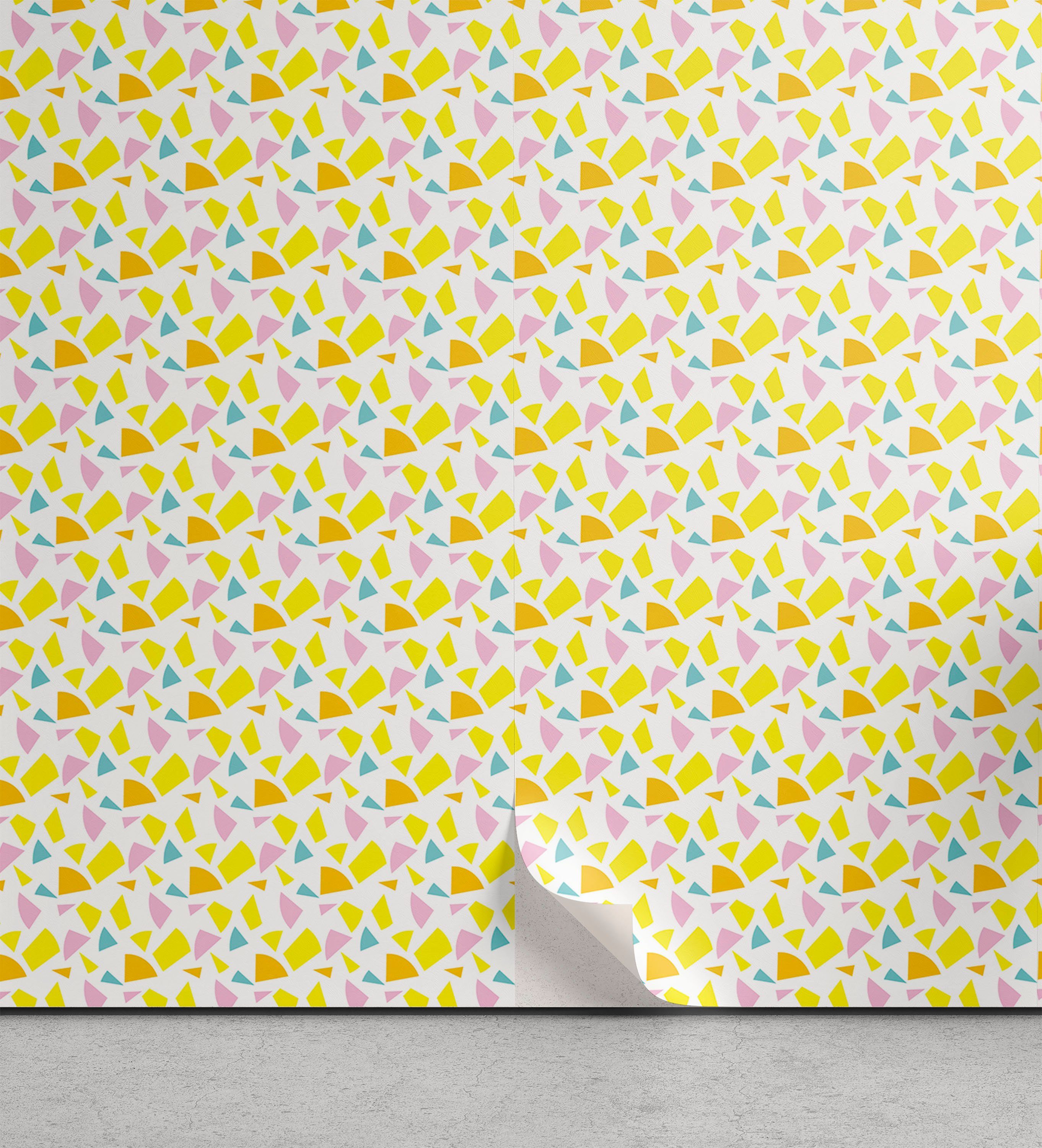 Abakuhaus Vinyltapete selbstklebendes Wohnzimmer Küchenakzent, Modern Abstrakte Polygon Funky Forms