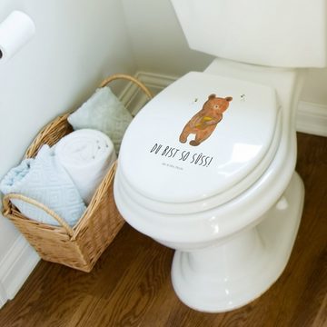 Mr. & Mrs. Panda WC-Sitz Bär Honig - Weiß - Geschenk, Toilettendeckel, Klodeckel, WC-Sitz, Ted (1-St), UV-resistenter Druck
