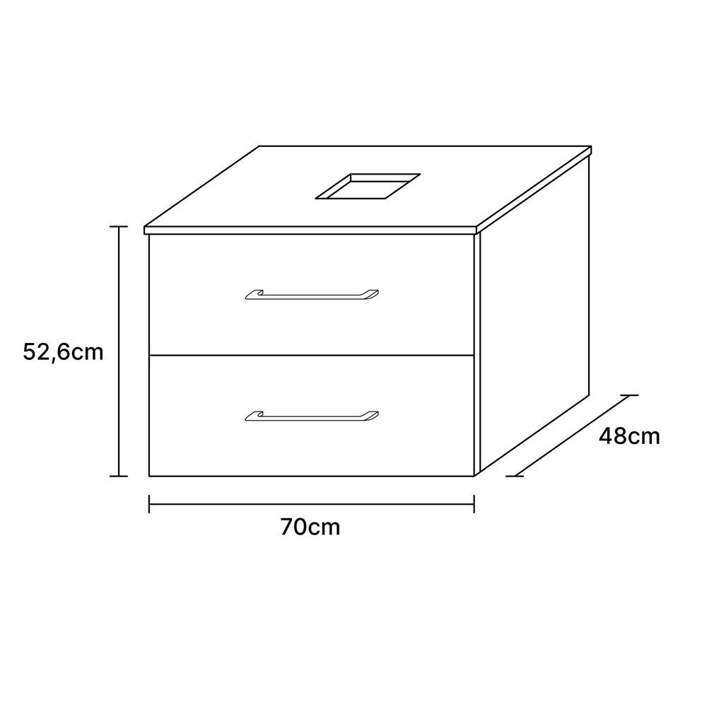 Waschtischunterschrank und Gold 90cm Eiche/Anthrazit Planetmöbel Waschbeckenunterschrank 70cm