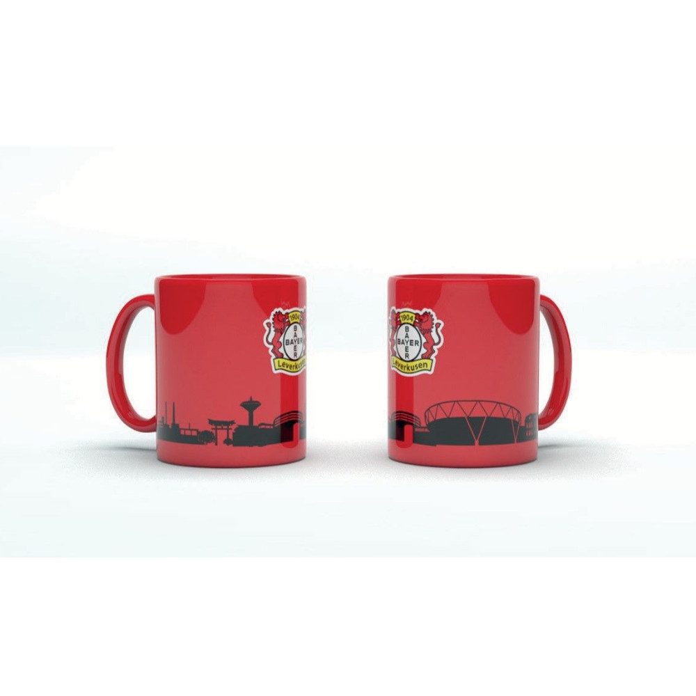 Bayer 04 Leverkusen Becher Bayer 04 Leverkusen Tasse rot Skyline schwarz, Keramik