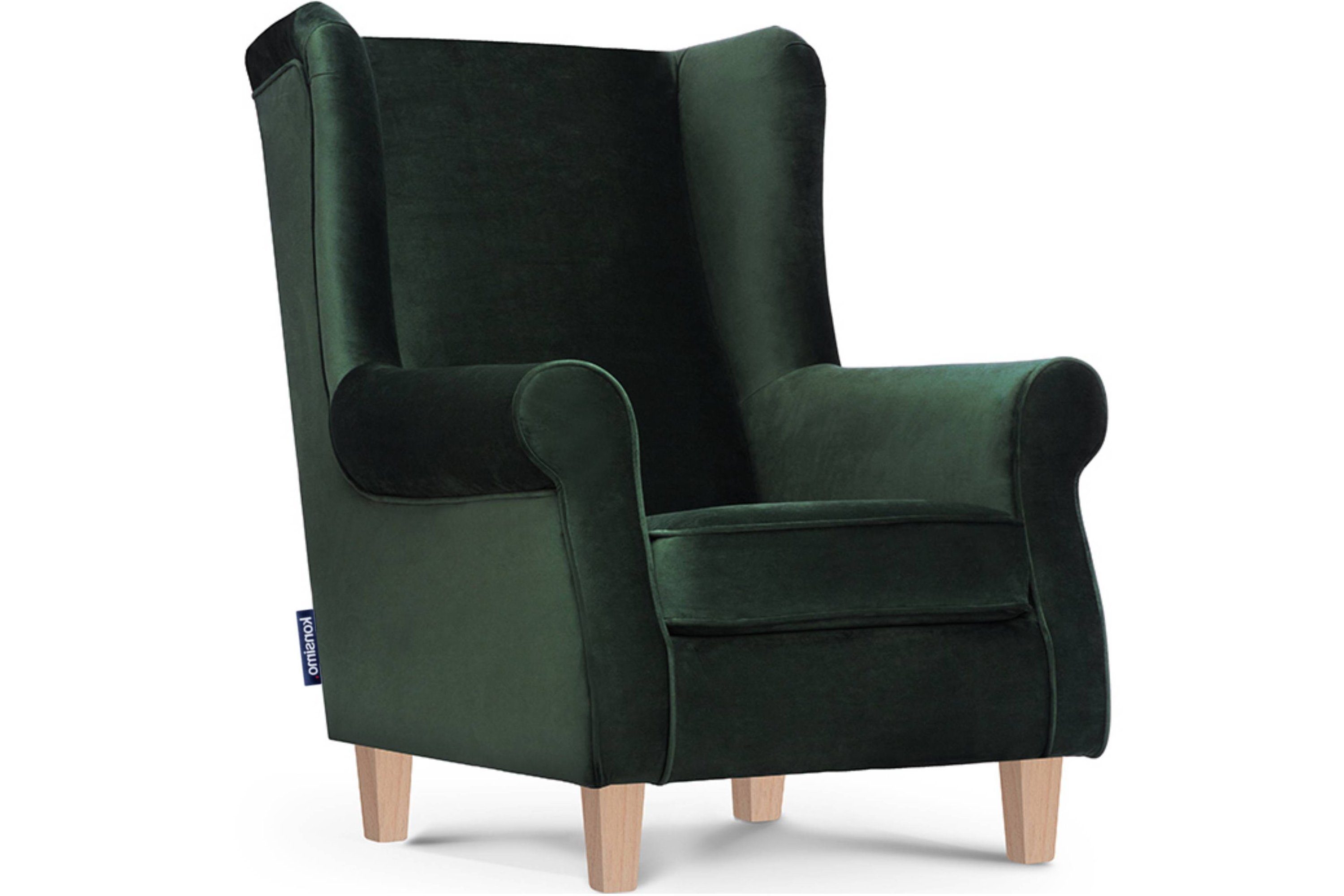 Konsimo Ohrensessel der mit Armlehnen, Sessel mit Massivholzbeine MILES Gepolsterter Sessel, Sitzfläche, in Federn