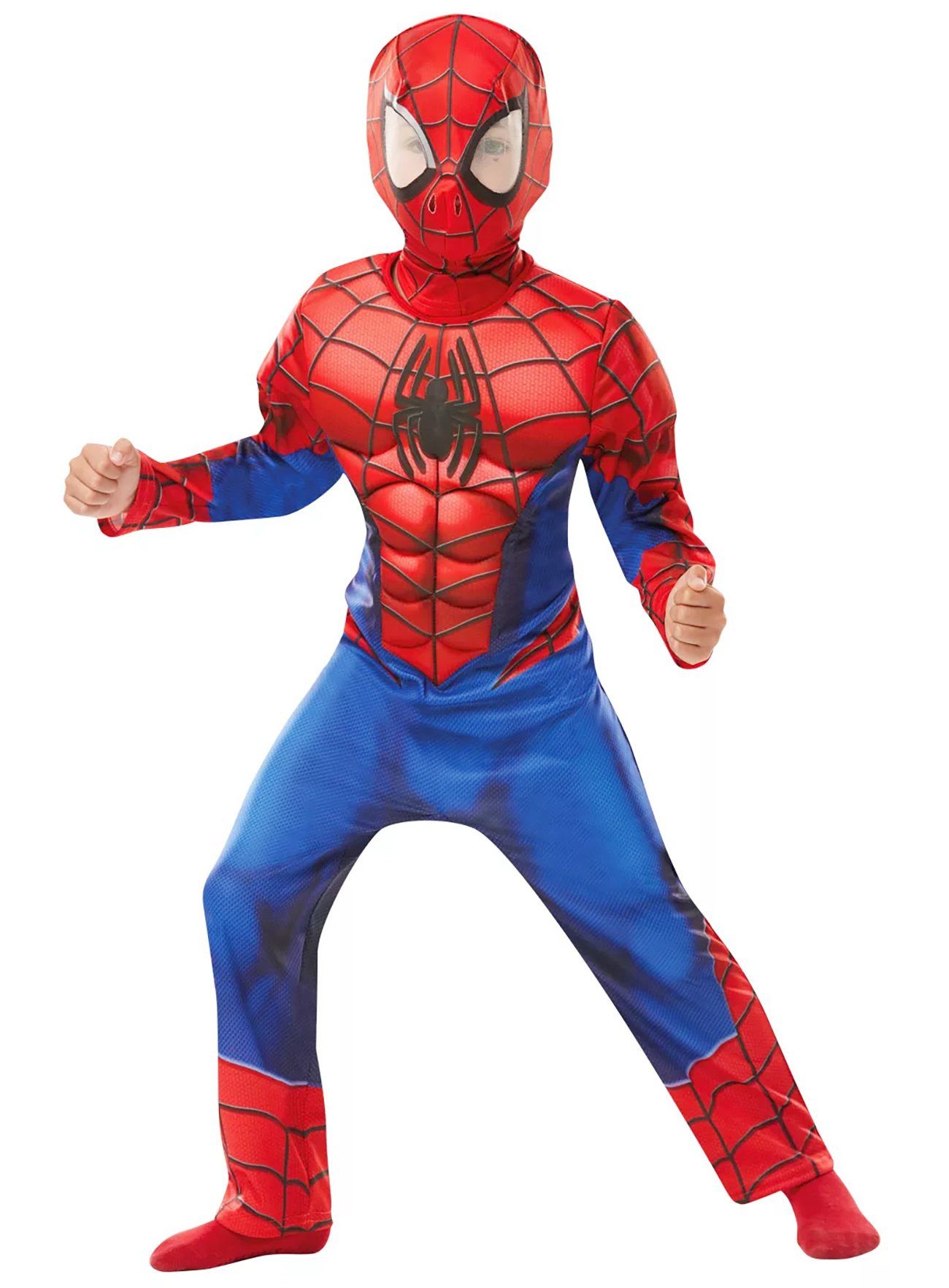 Metamorph Kostüm Marvel Spiderman Karneval Faschingskostüm Kinder, Hochwertigeres Superhelden-Kostüm mit gepolsterten Muskelpartien