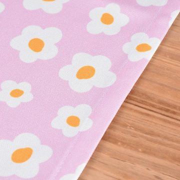 SCHÖNER LEBEN. Tischläufer Tischläufer Blumenmeer Kunstfaser pastelllila oder rosa weiß 40x140cm, pflegeleicht
