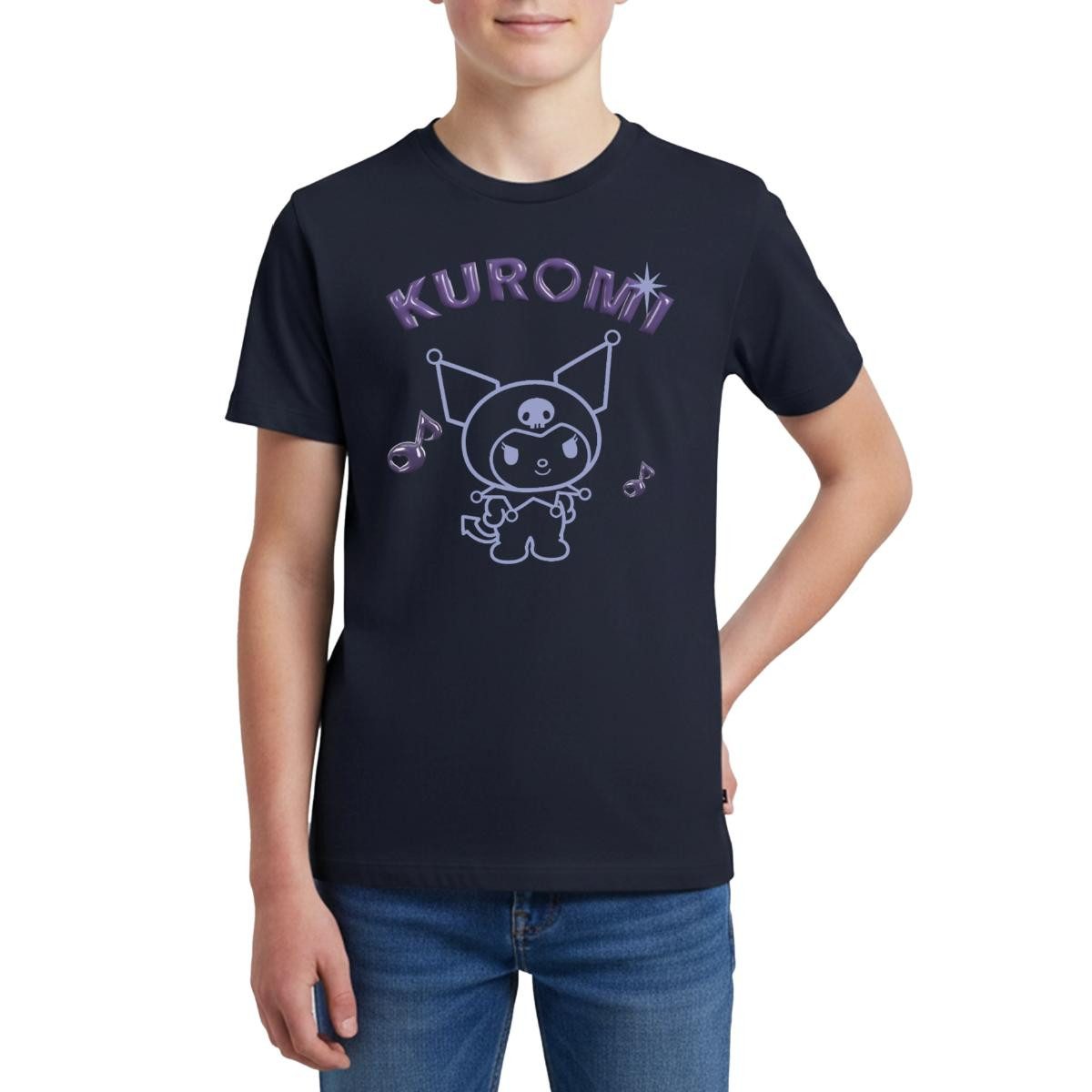 T-Shirt Kuromi Outline Mit Chrome Schriftzug Teenager Premium T-Shirt