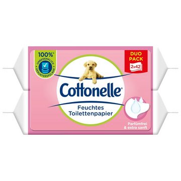 Cottonelle® Toilettenpapier Feuchtes Toilettenpapier, Sensitive Pflegend, 6 x Duo, Feuchttücher (Vorratspack 6 x 84), Toilettentücher