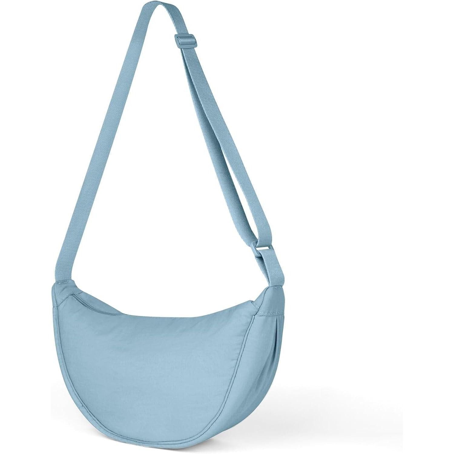 Umhängetasche Damen Halbmond Crossbody Schultertasche Nylon Einfarbig Kreuz