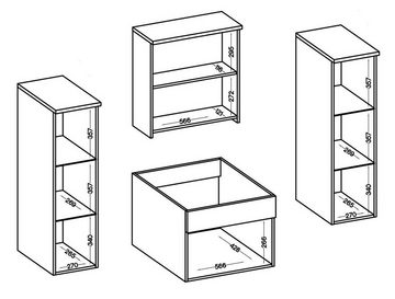 Furnix Badmöbel-Set RAGU 5-teilig, 4 Hängeschränke Push&Click + Waschbecken Auswahl, modern