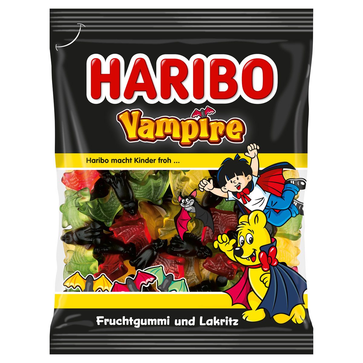 HARIBO Süßigkeit, Haribo Vampire bunte Fruchtgummi Fledermäuse mit Lakritz 175g
