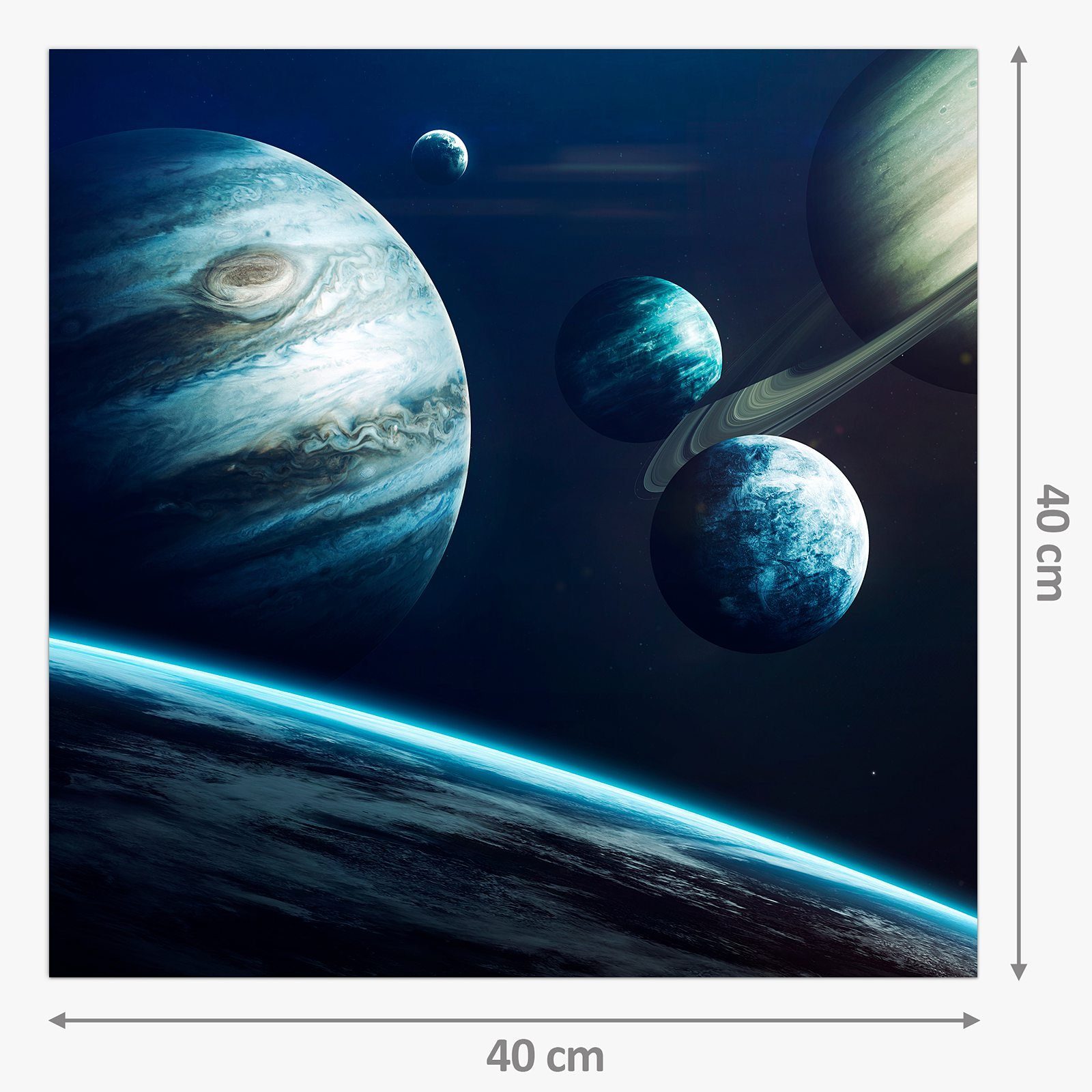 Primedeco Küchenrückwand Spritzschutz Planeten des Sonnensystems Glas Küchenrückwand Motiv mit