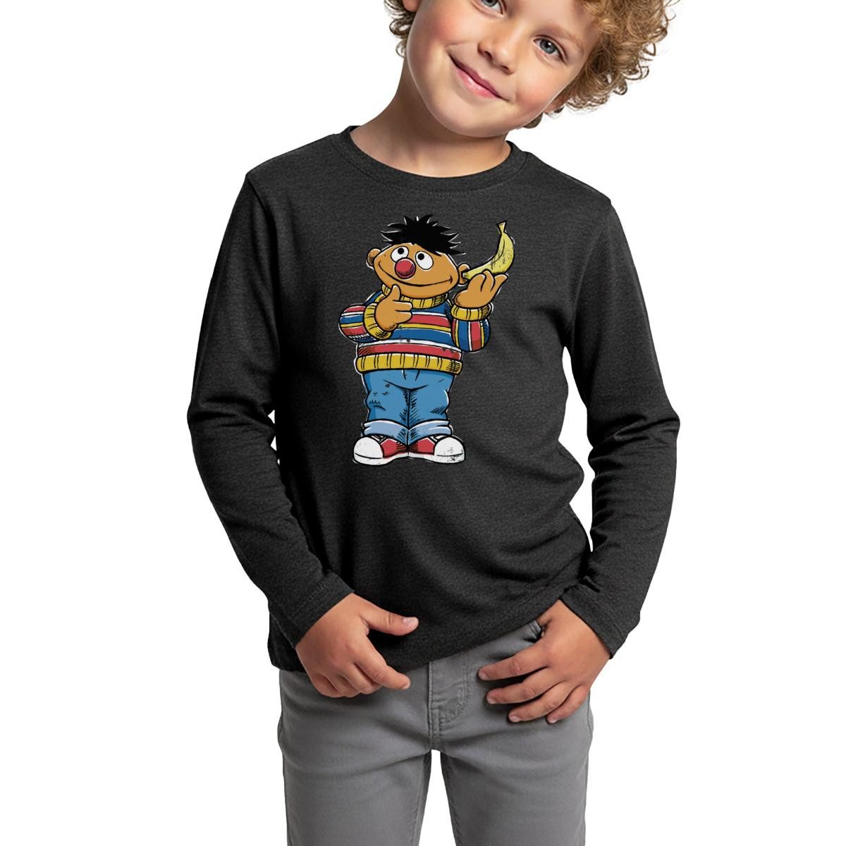 T-Shirt Sesamstraße Ernie am Bananentelefon Kinder Premium Langarmshirt