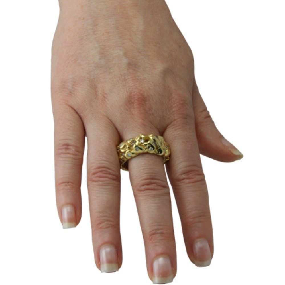 Goldring aus Gold (Gelbgold 585), ct. Diamanten hochwertige mit Ring 2 "Nuggets" Deutschland SKIELKA Goldschmiedearbeit DESIGNSCHMUCK