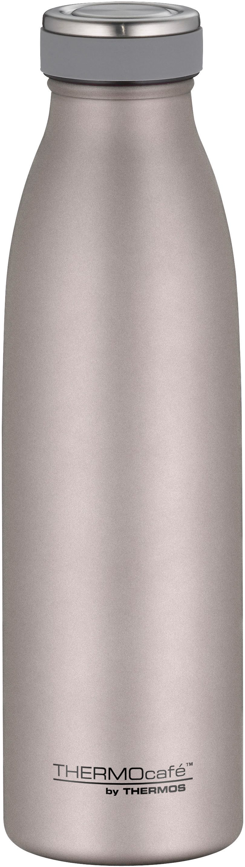 THERMOcafé Isolierflasche TC BOTTLE, aus doppelwandigem Edelstahl, spülmaschinenfest, gummierter Drehverschluss, absolut dicht bei Kohlensäure