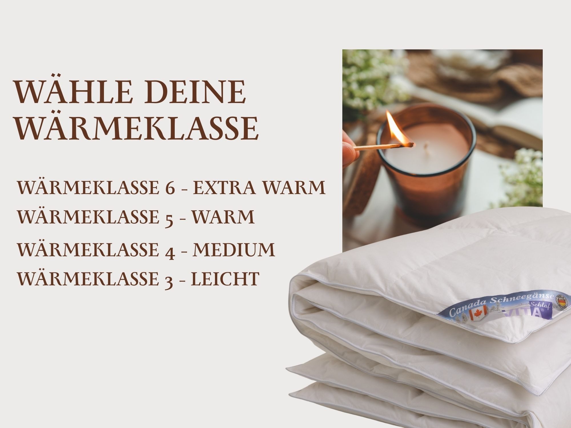 Vitaschlaf Gänsedaunenbettdecke Vitaschlaf® CANADA SCHNEEGÄNSE Bettdecken für Sommer Winter Ganzjahr, Füllung: 100% Gänsedaunen, Bezug: 100% Baumwolle feinster  – Bild 4 von 5