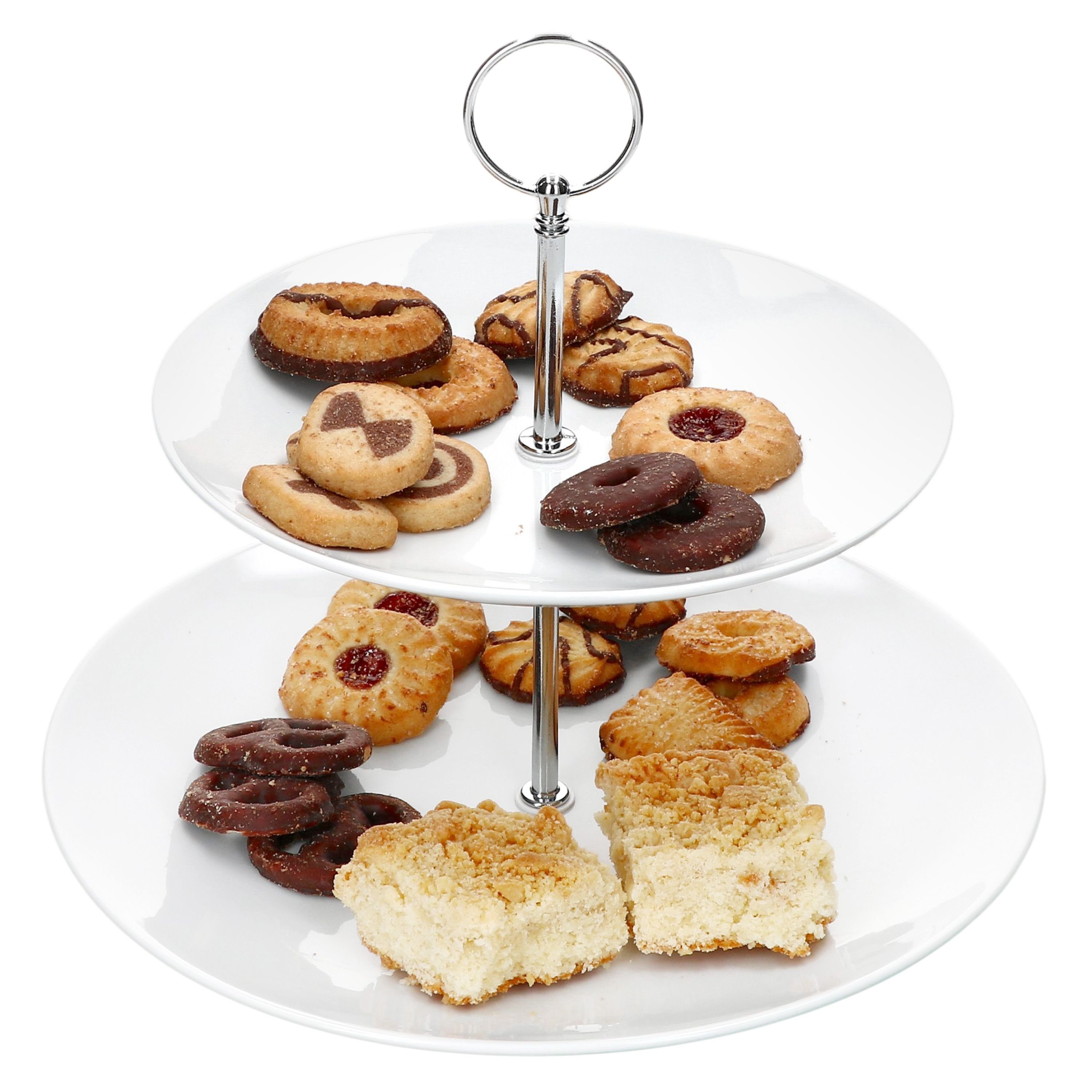MamboCat Etagere ANNA Etagere Porzellan weiß 2-stöckig Ø27cm Servierplatten, Porzellan
