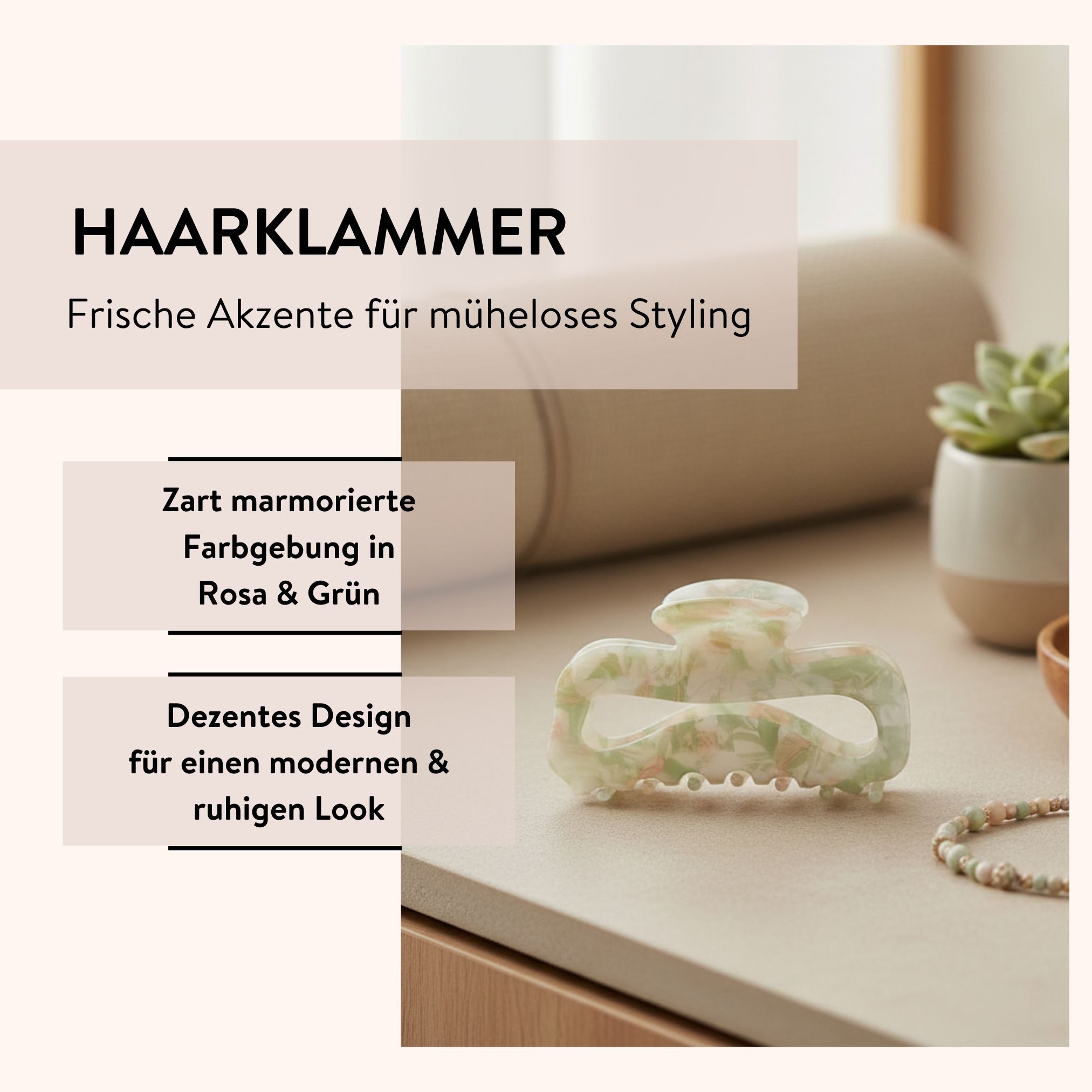PARSA Beauty Haarklammer Lifestyle Pure Balance Haarklammer mit Marmor-Effekt, Groß