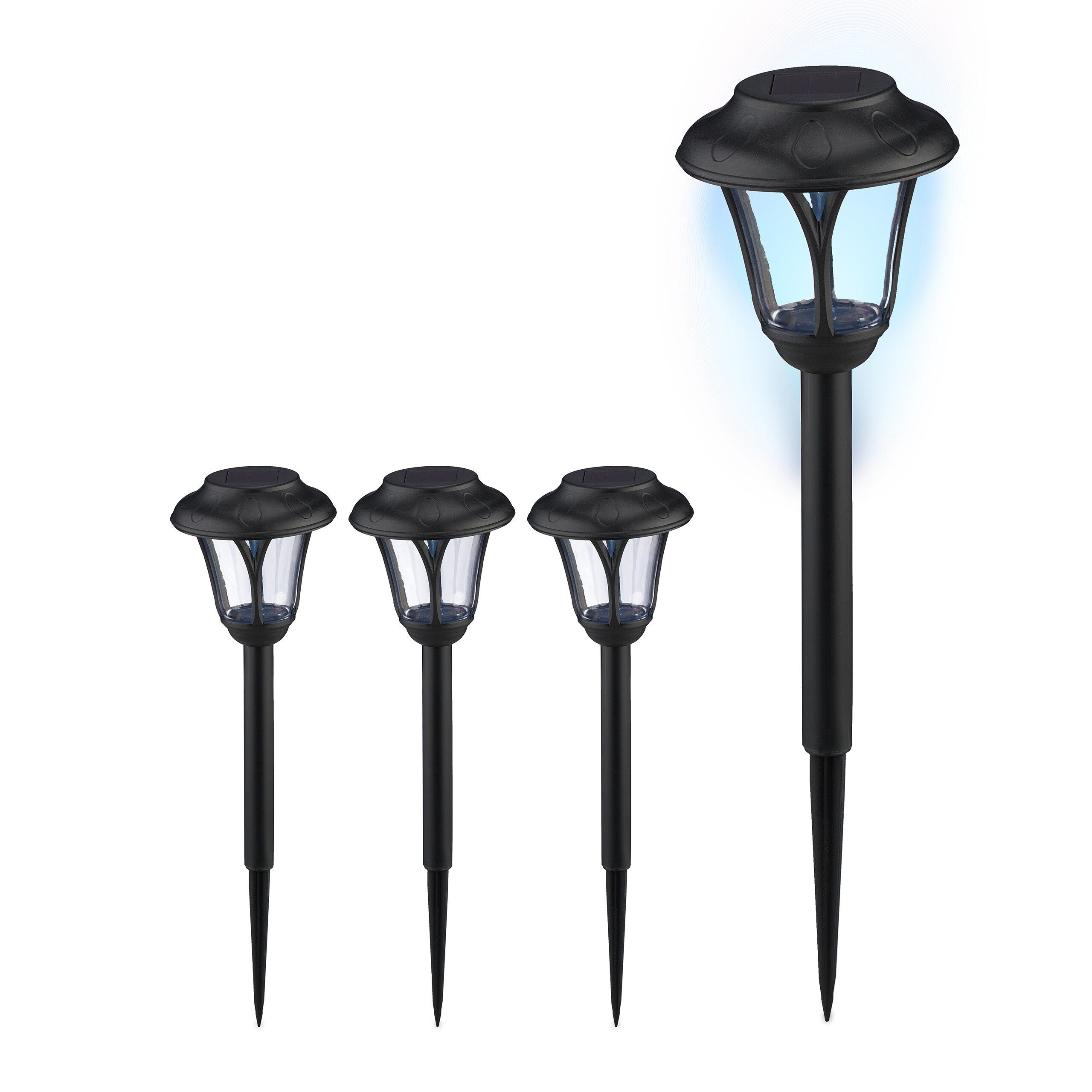 relaxdays LED Solarleuchte Solarlampen im Set, Pack 4er