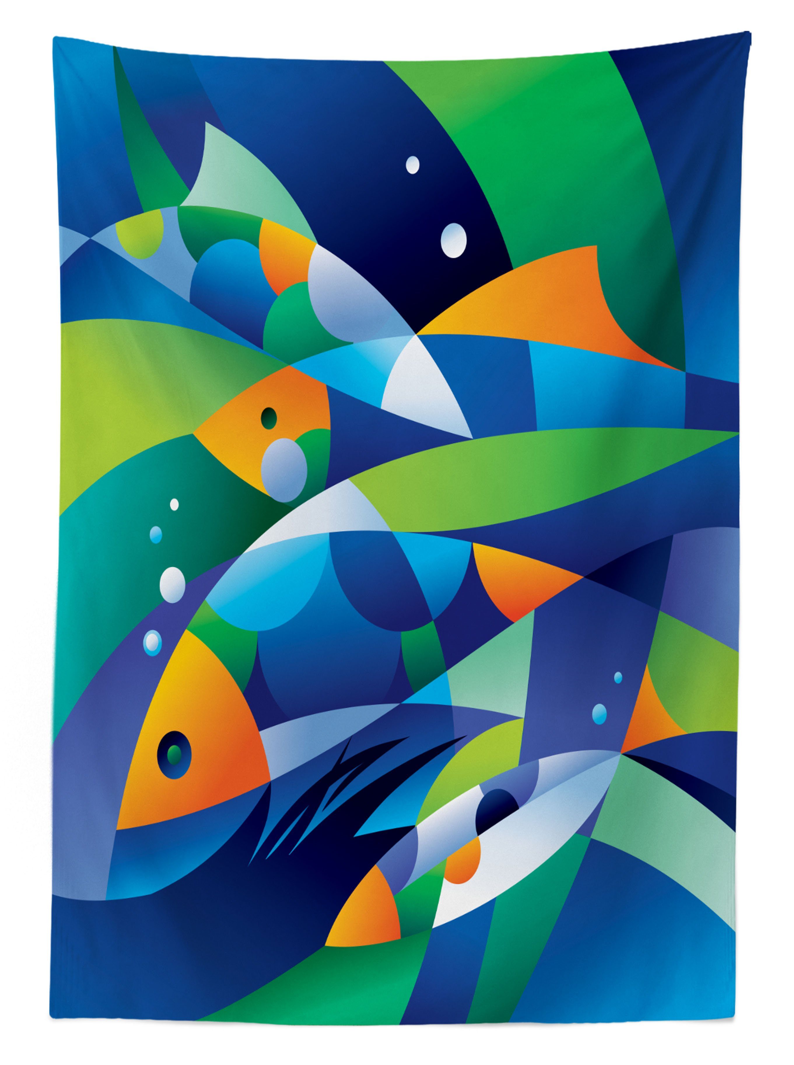 Abakuhaus Tischdecke Farbfest Waschbar den Für Wasser Abstrakte Farben, unter geeignet Außen Bereich Klare Fische Kunst