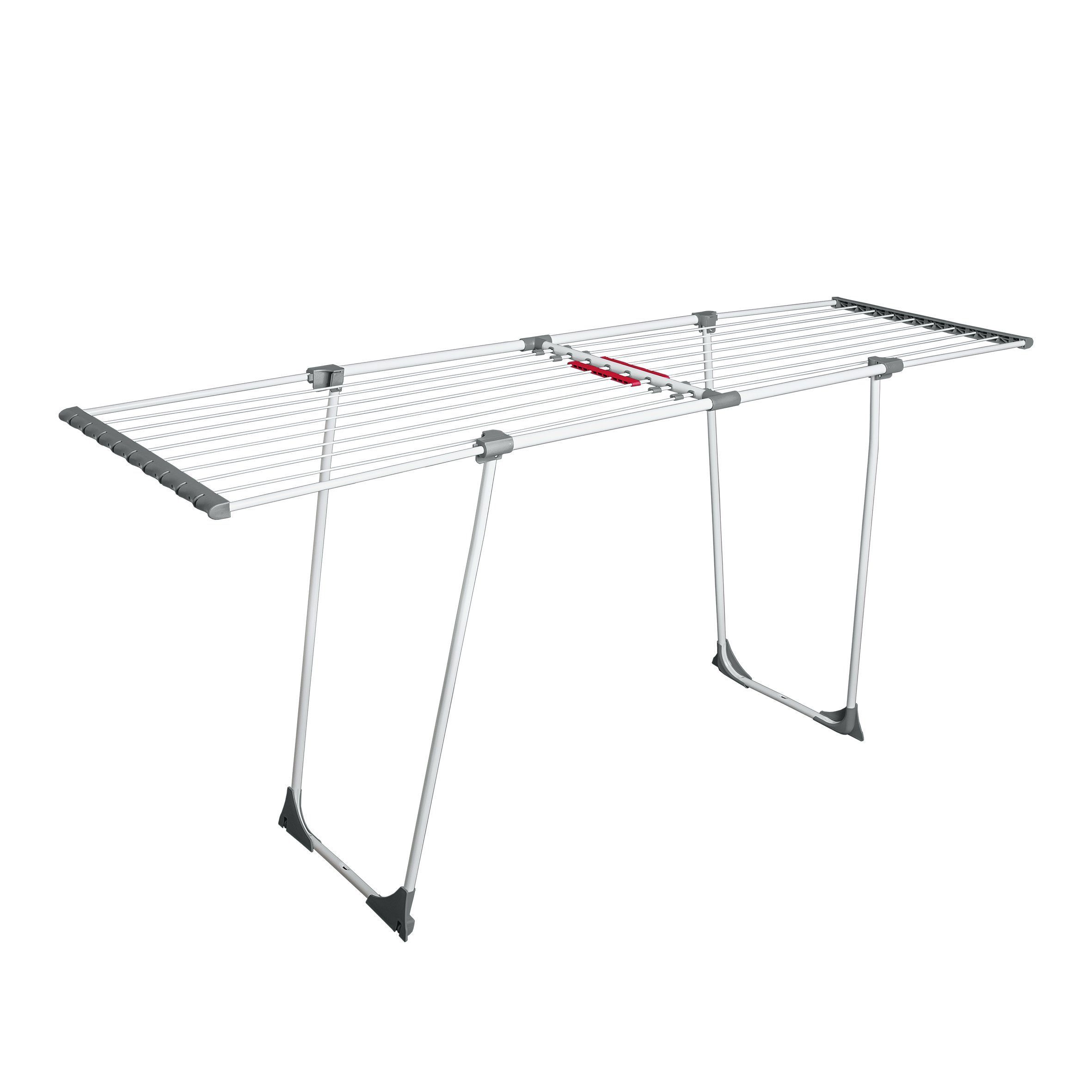 habeig Flügelwäschetrockner Wäscheständer Wäschetrockner ausziehbar 113x55cm Rollen grau, 20m Trockenfläche