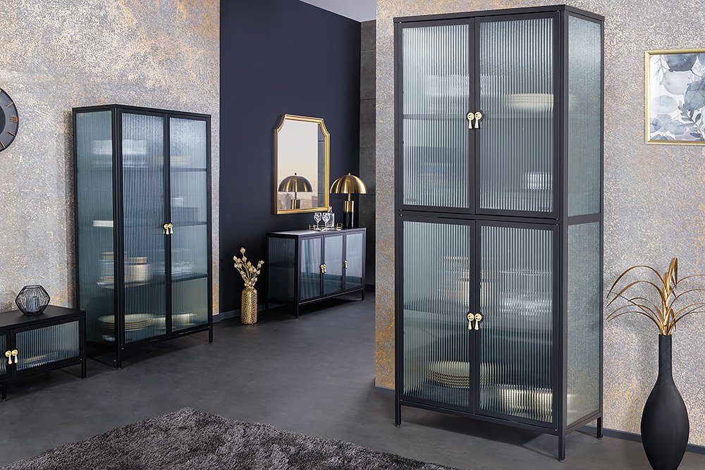 Küche (Einzelartikel, Vitrine · · gold · Modern / · Stauraum 1-St) Design · 180cm schwarz Glas riess-ambiente AMSTERDAM Metall Wohnzimmer