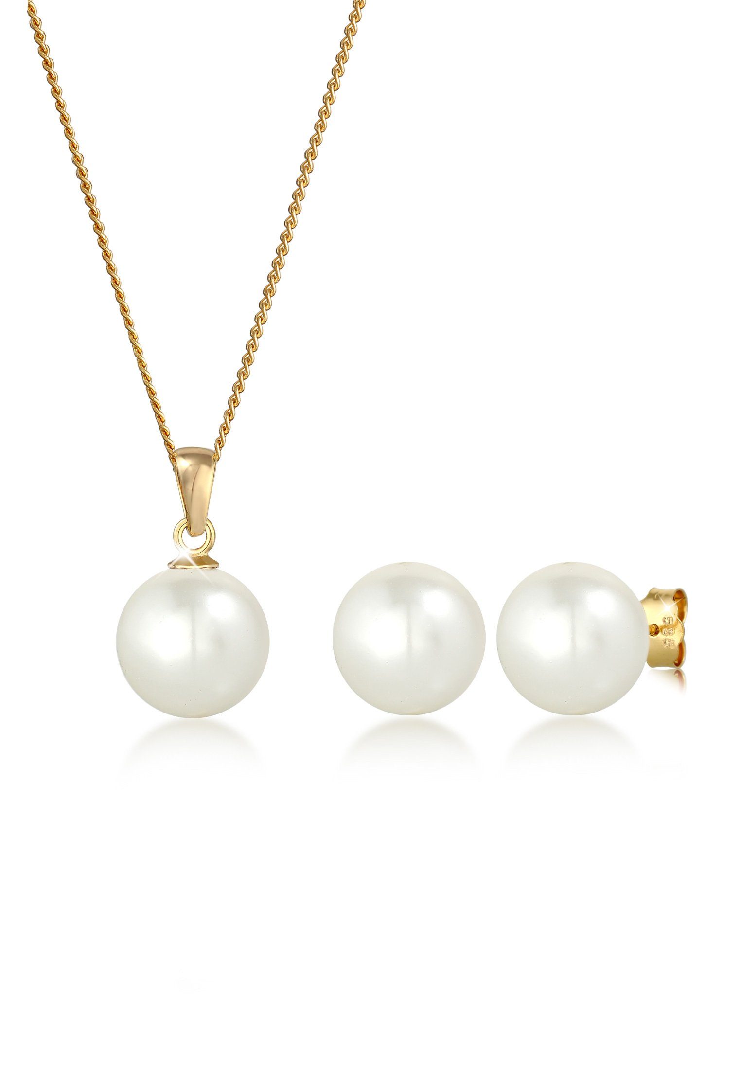 Elli Premium Schmuckset Süßwasserzuchtperle 585 Gelbgold günstig online kaufen