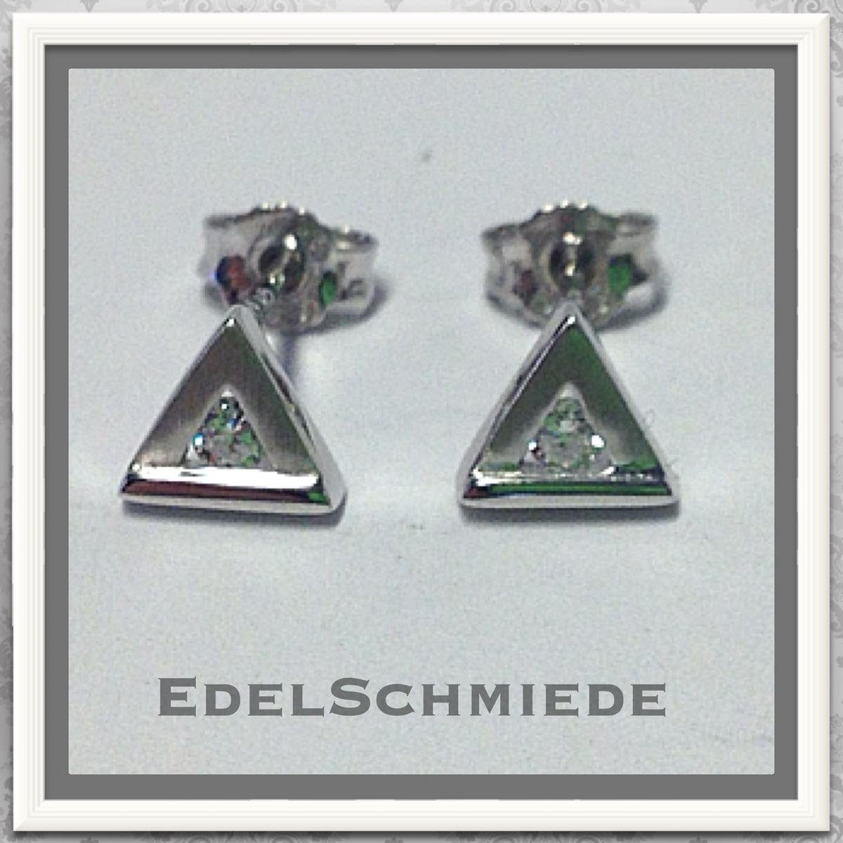 Ohrstecker-Set Edelschmiede925 dreieckige Ohrstecker in 925 Silber mit Zirkonia