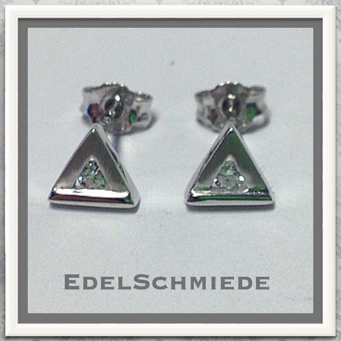 Edelschmiede925 Paar Ohrstecker Edelschmiede925 dreieckige Ohrstecker in 925 Silber mit Zirkonia (k. A)